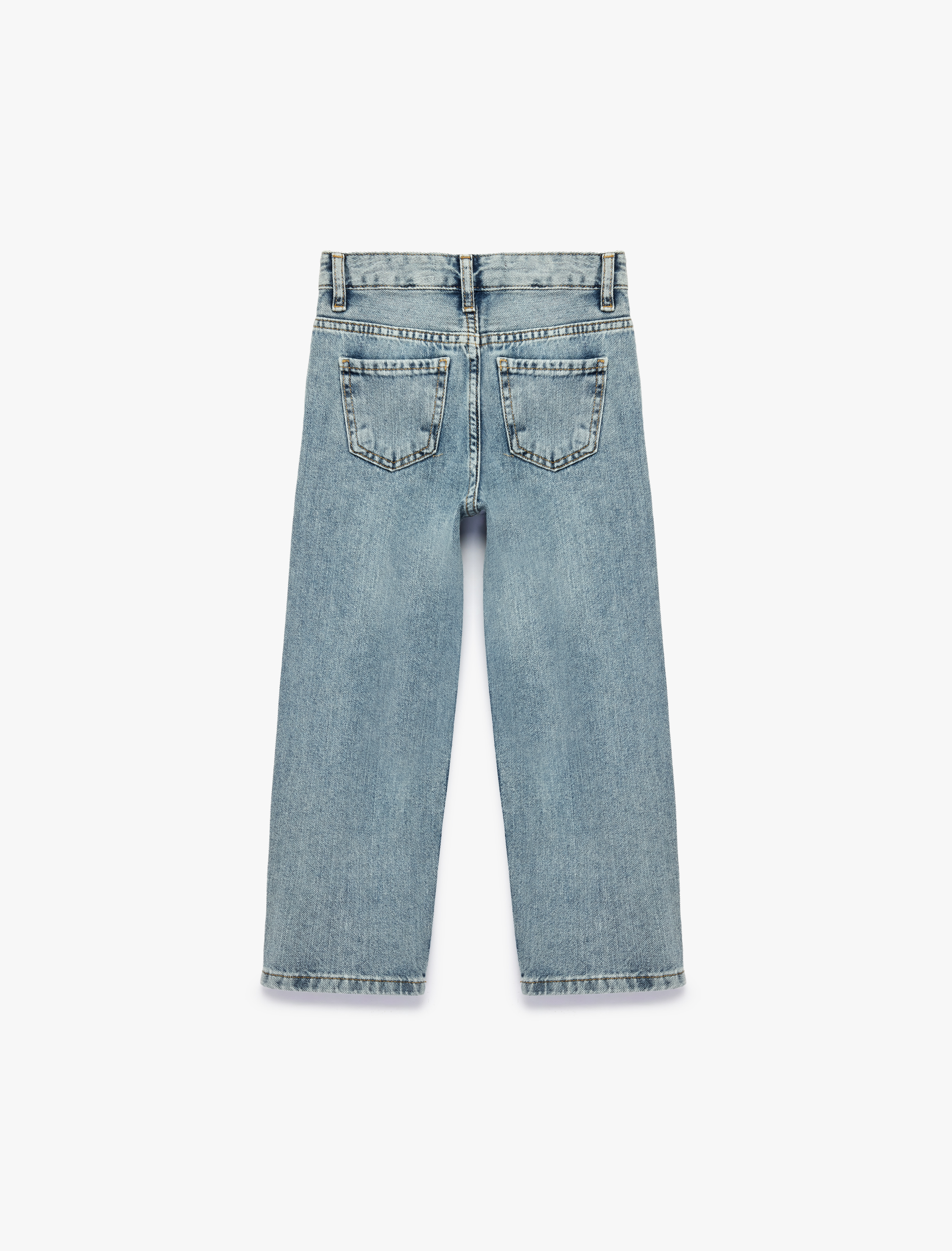  Erkek Çocuk Pamuklu Cepli Loose Fit Denim Pantolon