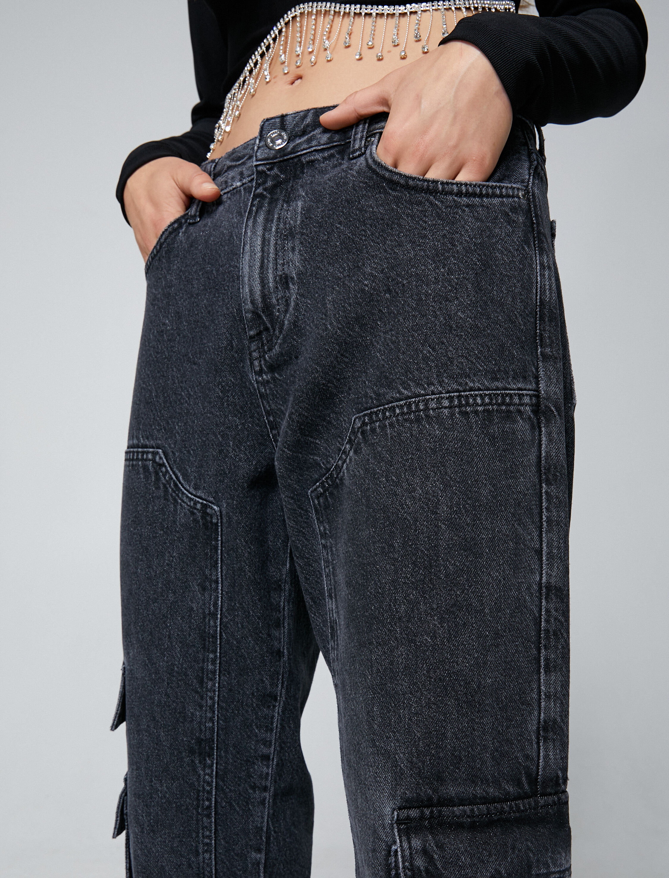  Kot Kargo Pantolon Düz Paça - Eve Jeans