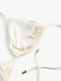 Bağlamalı Kroşe Üçgen Bikini Üstü