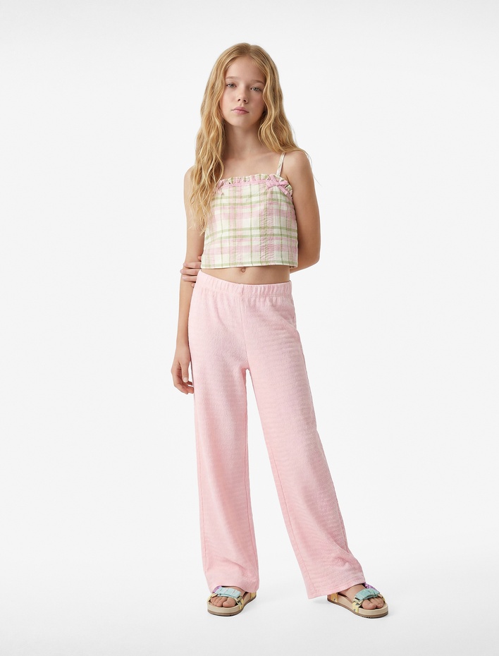 Kız Çocuk Geniş Paça Basic Pantolon