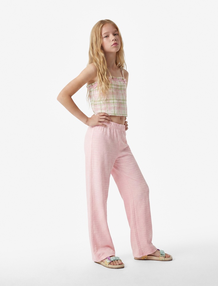 Kız Çocuk Geniş Paça Basic Pantolon