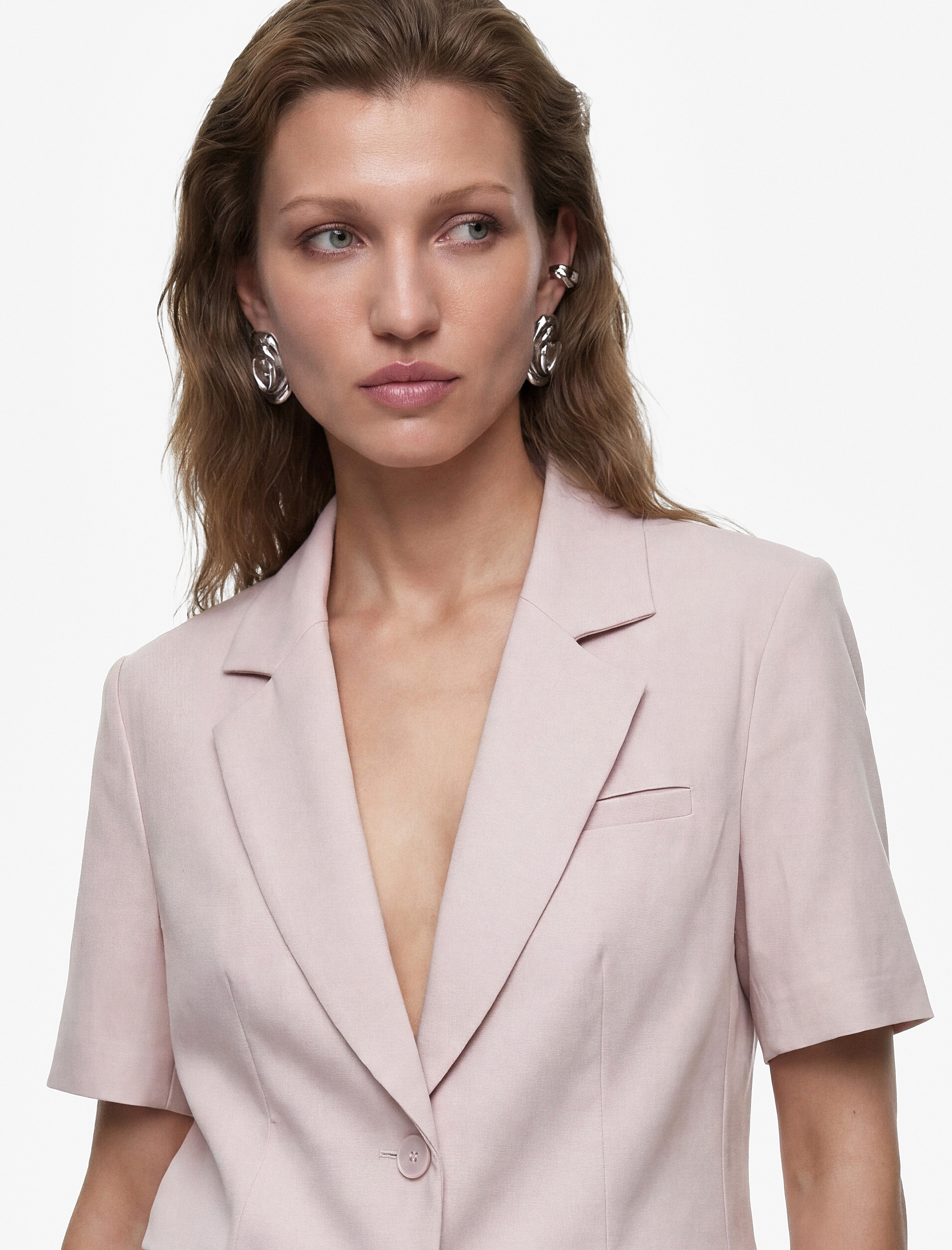   Cepli Kısa Kollu Kruvaze Blazer Ceket