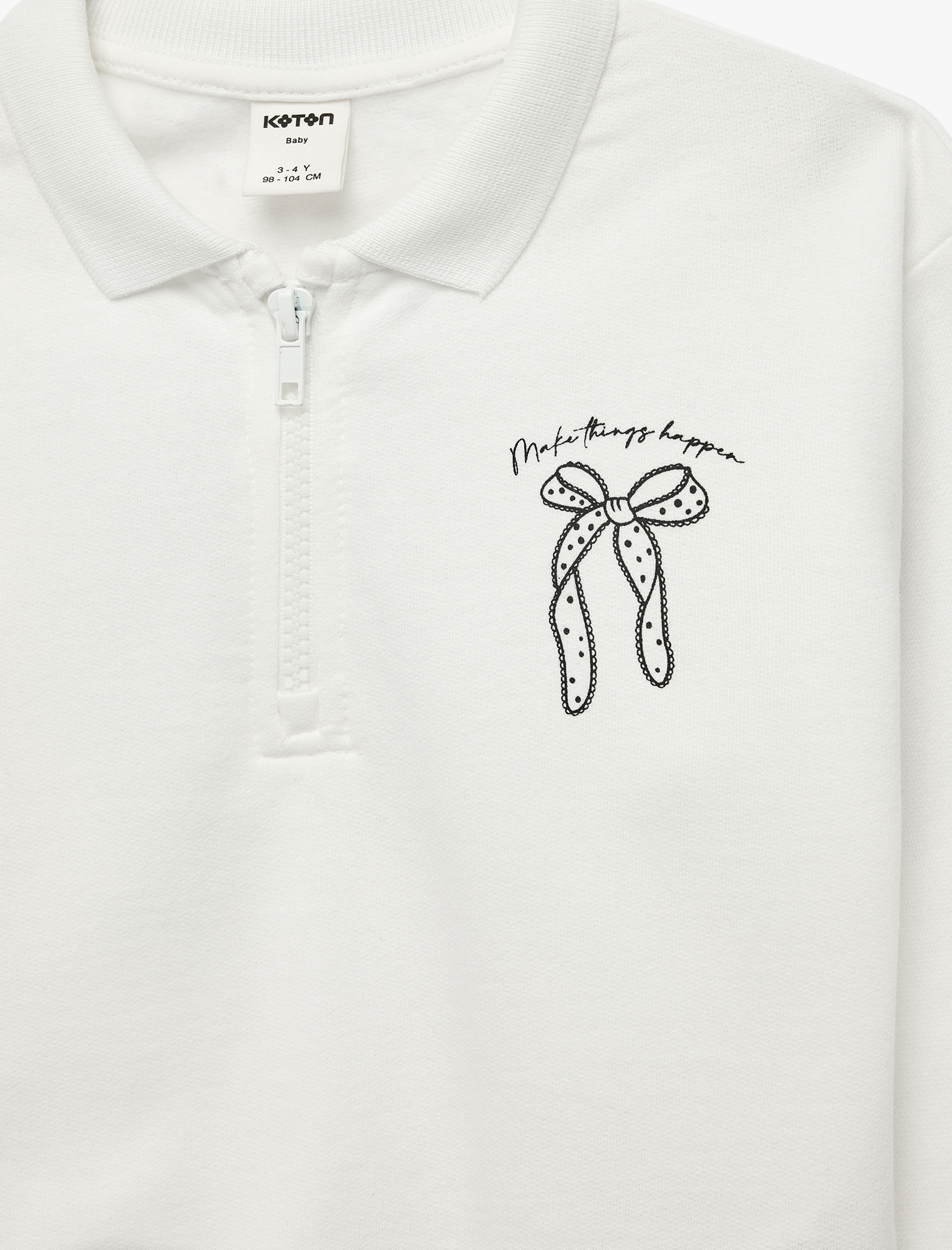  Kız Bebek Pamuklu Uzun Kollu Yarım Fermuarlı Polo Yaka Sweatshirt