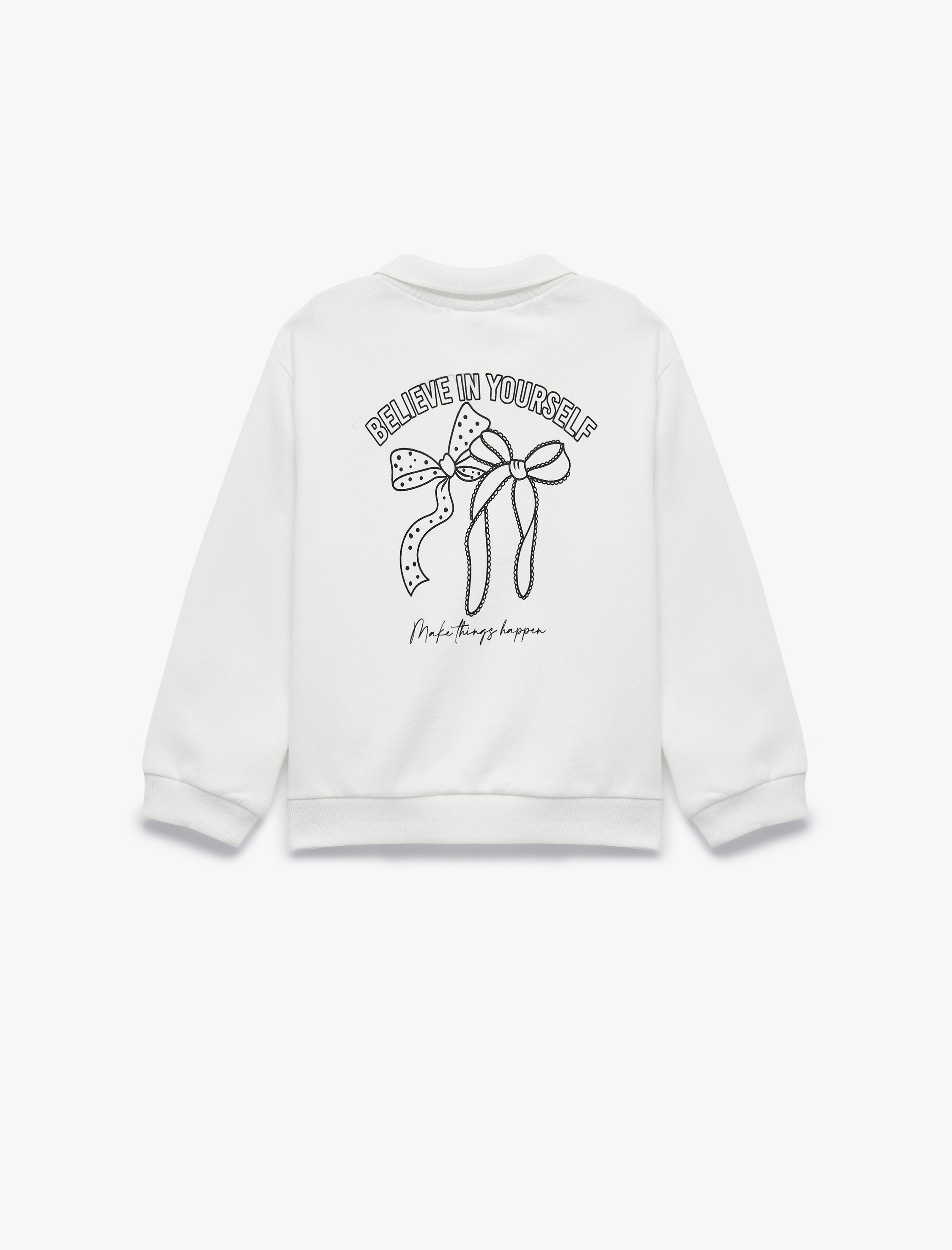  Kız Bebek Pamuklu Uzun Kollu Yarım Fermuarlı Polo Yaka Sweatshirt
