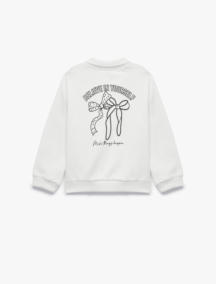 Kız Bebek Pamuklu Uzun Kollu Yarım Fermuarlı Polo Yaka Sweatshirt
