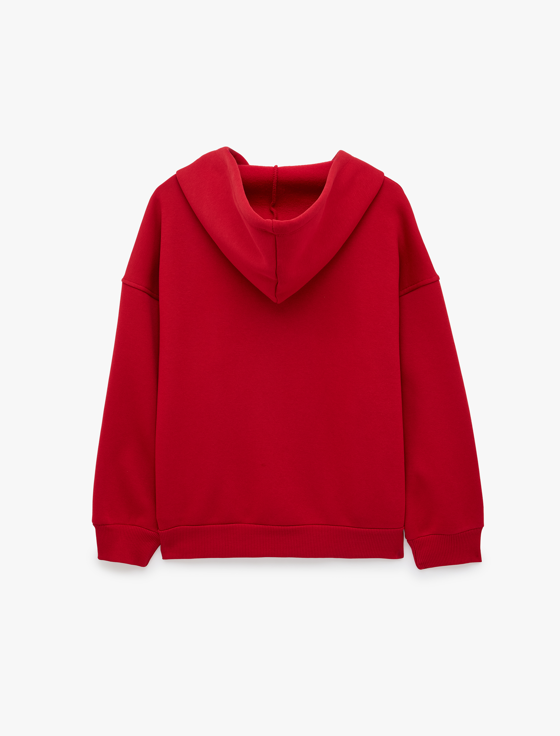   Üç İplik Şardonlu Uzun Kollu Kapüşonlu Baskılı Fermuarlı Sweatshirt