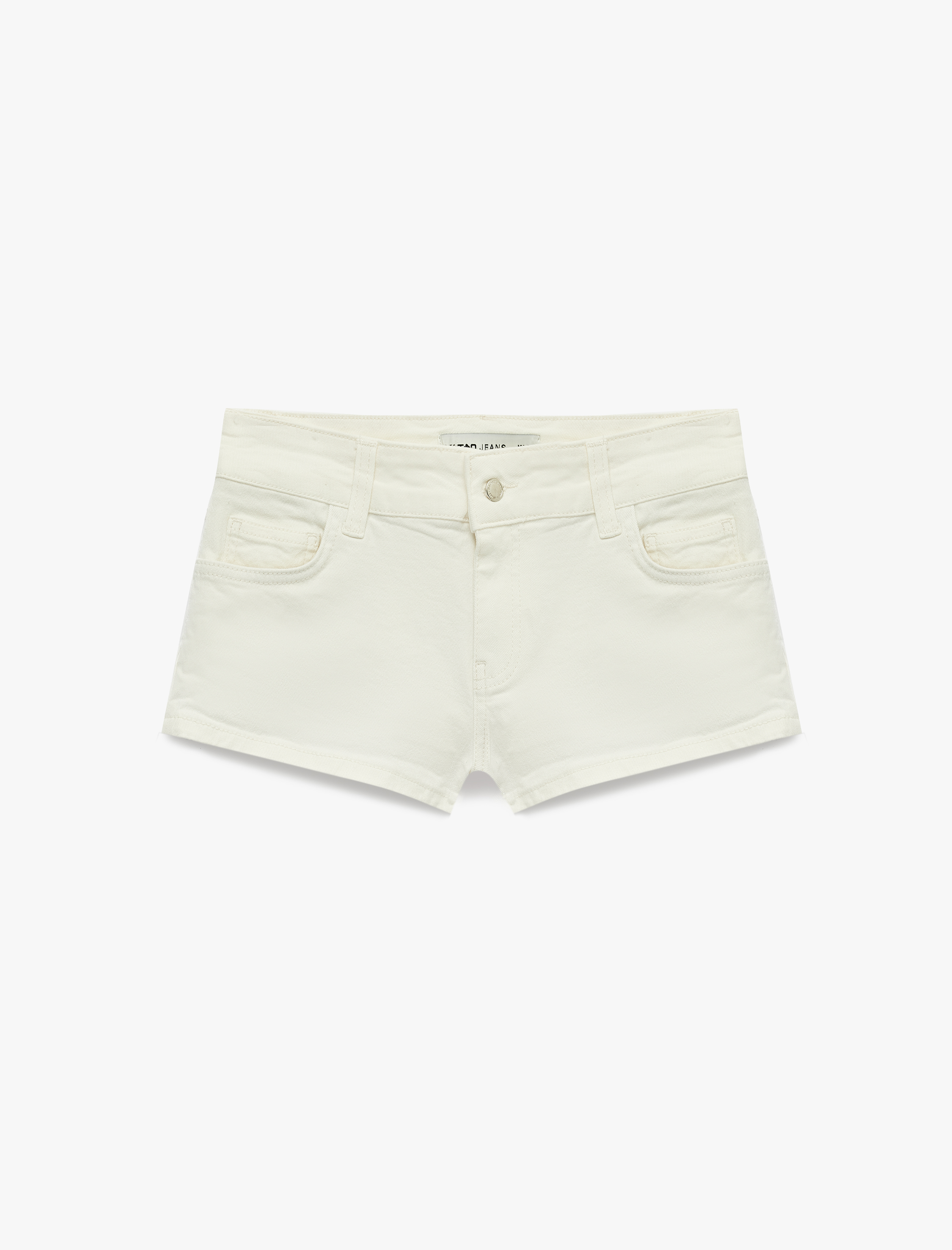   Pamuklu Cepli Düğmeli Düşük Bel Brodeli Slim Fit Mini Şort