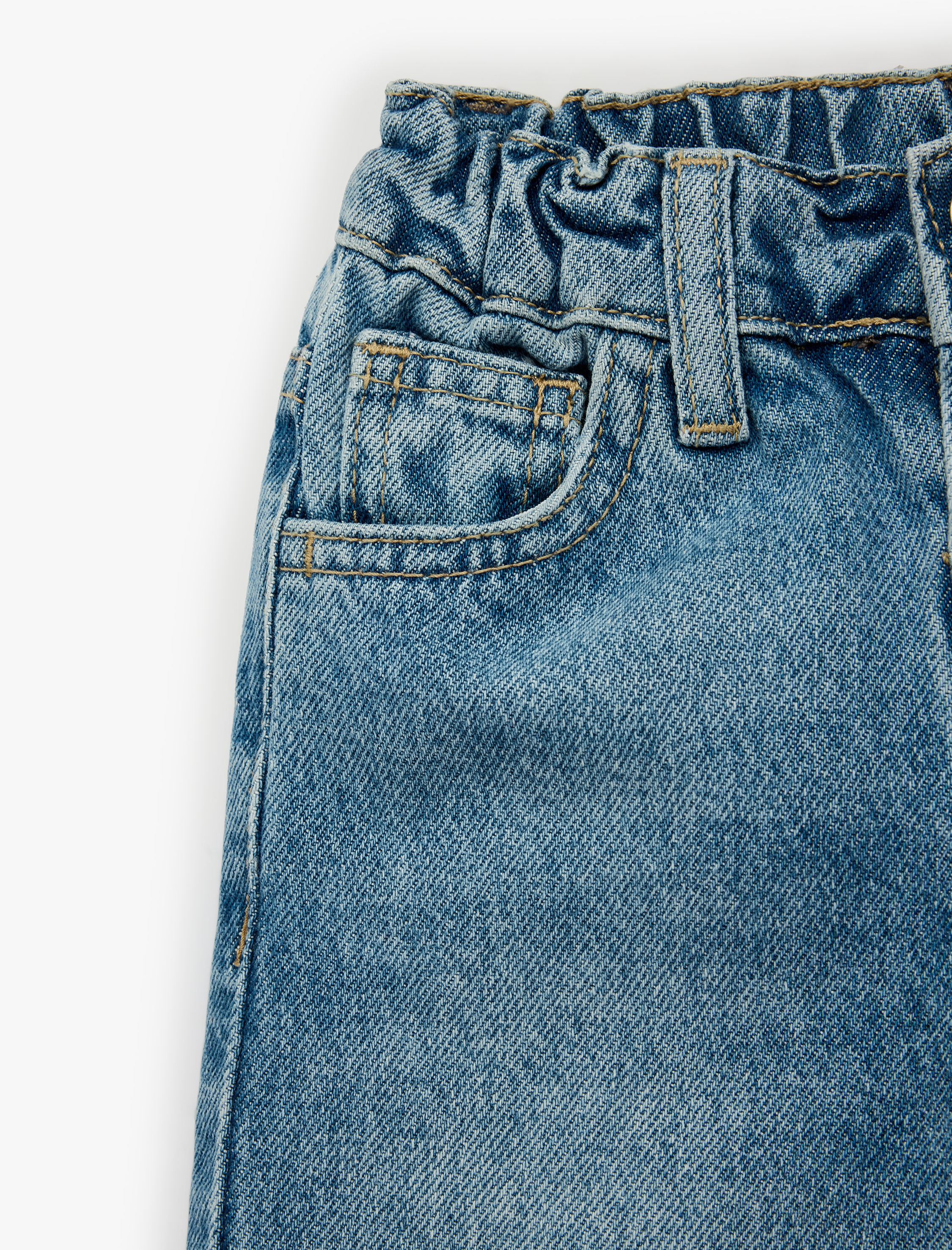  Kız Bebek Pamuklu Loose Fit Balon Form Denim Pantolon