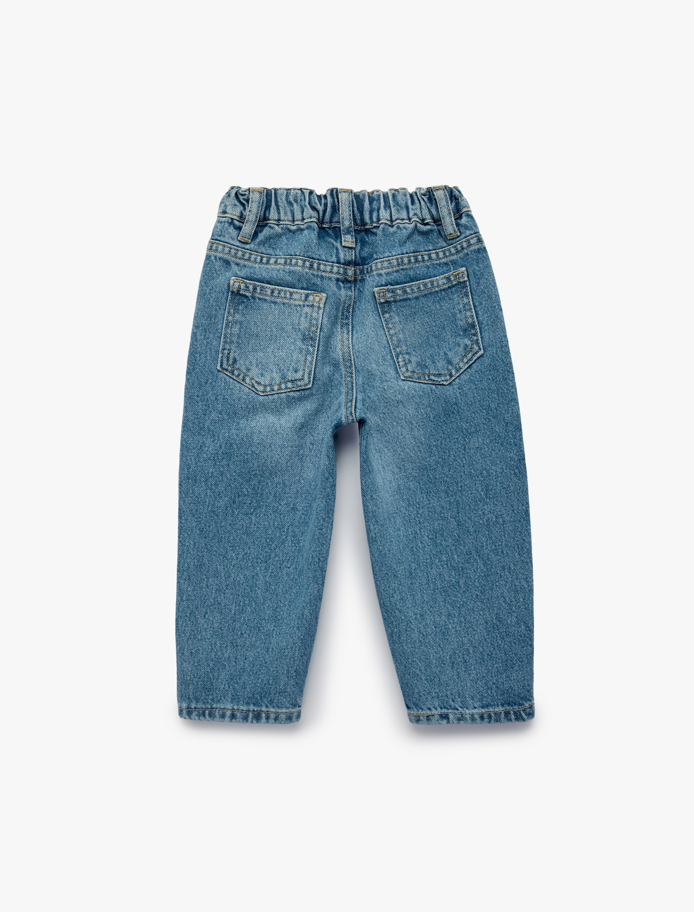  Kız Bebek Pamuklu Loose Fit Balon Form Denim Pantolon