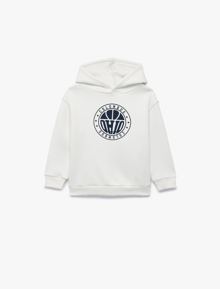 Erkek Çocuk Uzun Kollu Baskılı Şardonlu Oversize Kapşonlu Sweatshirt