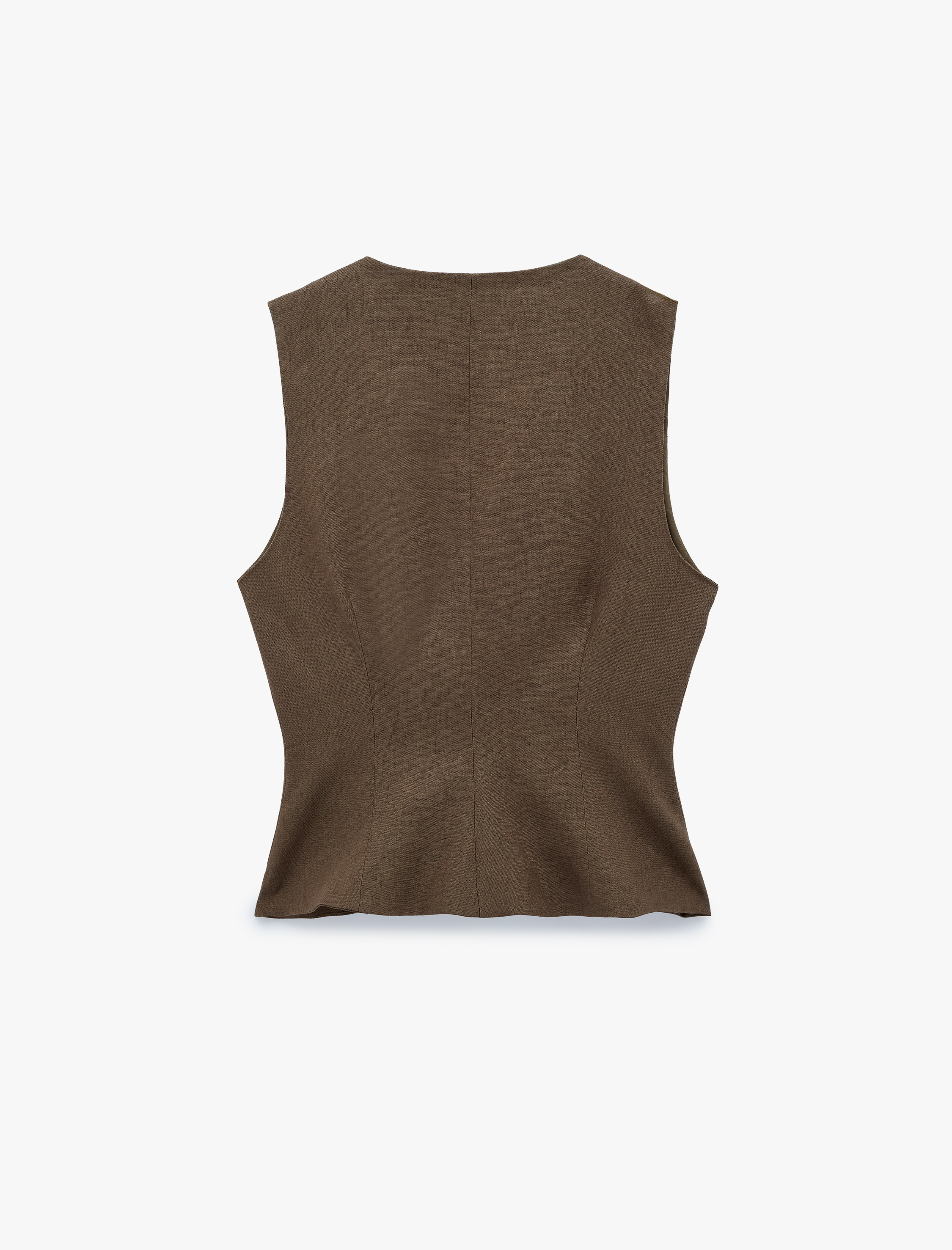   Keten Karışımlı Slim Fit Düğmeli V Yaka Yelek