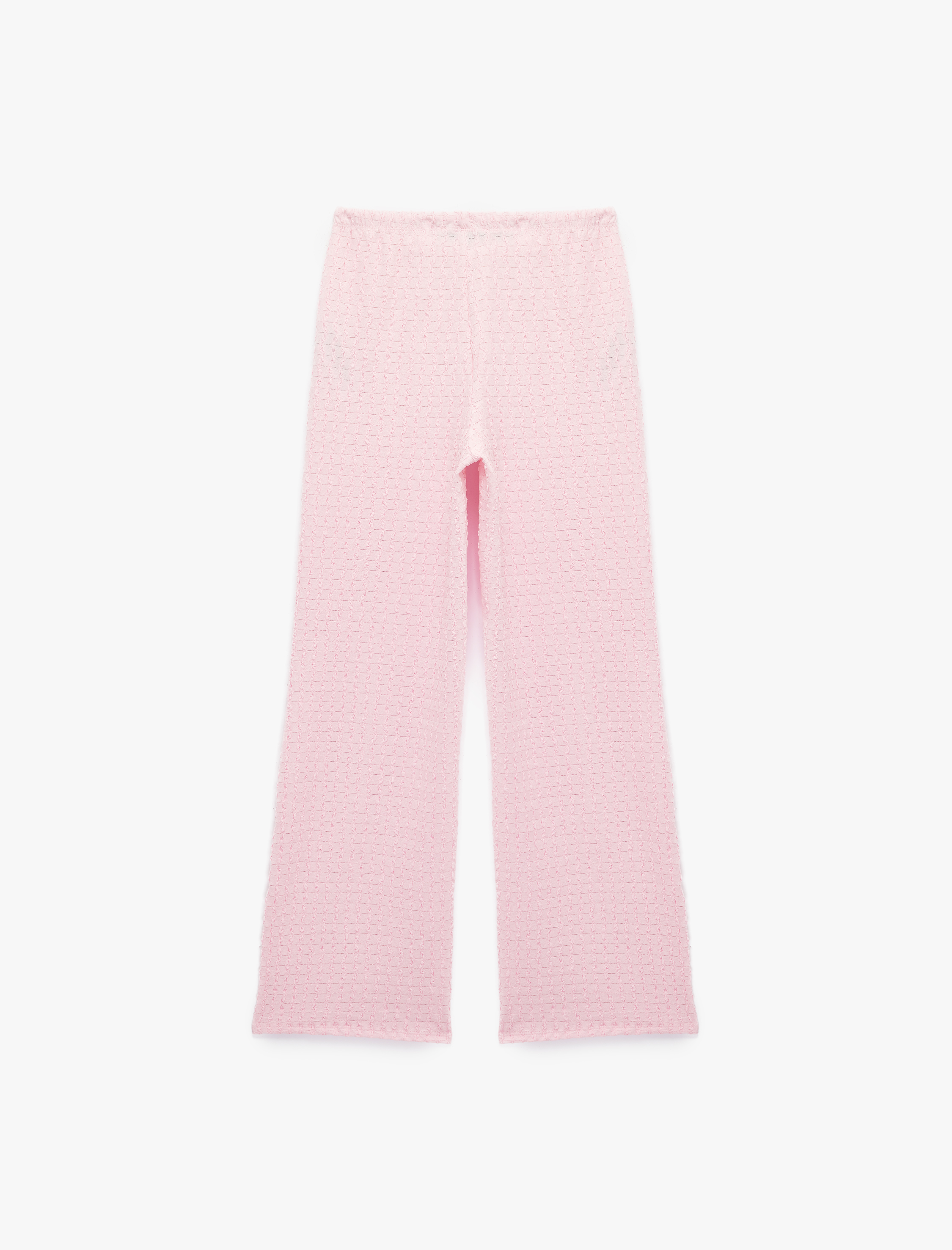   Bürümcük Kumaş Dokulu Beli Bağcıklı Düz Bol Paça Pantolon