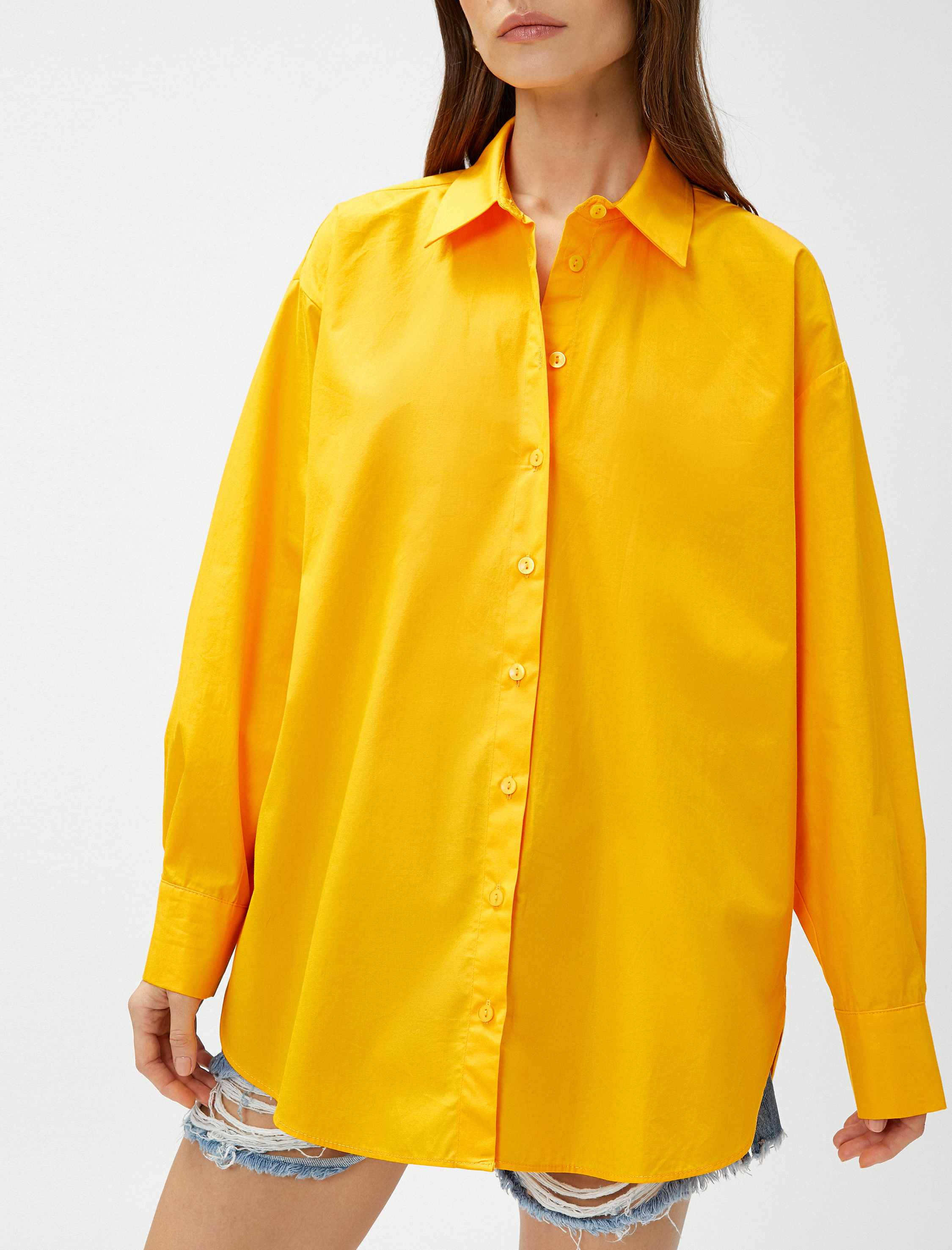   Oversize Poplin Gömlek Uzun Kollu Pamuklu