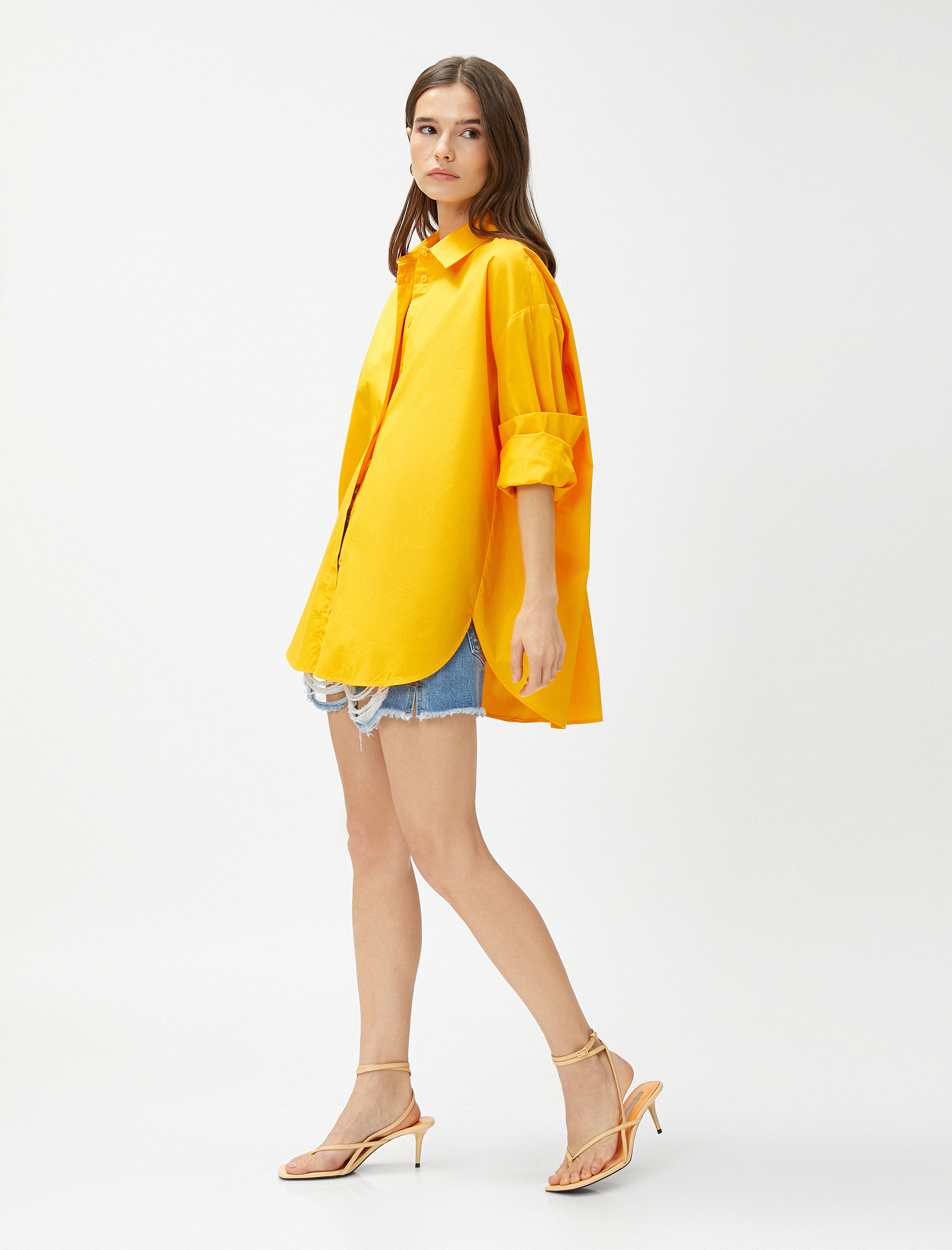   Oversize Poplin Gömlek Uzun Kollu Pamuklu