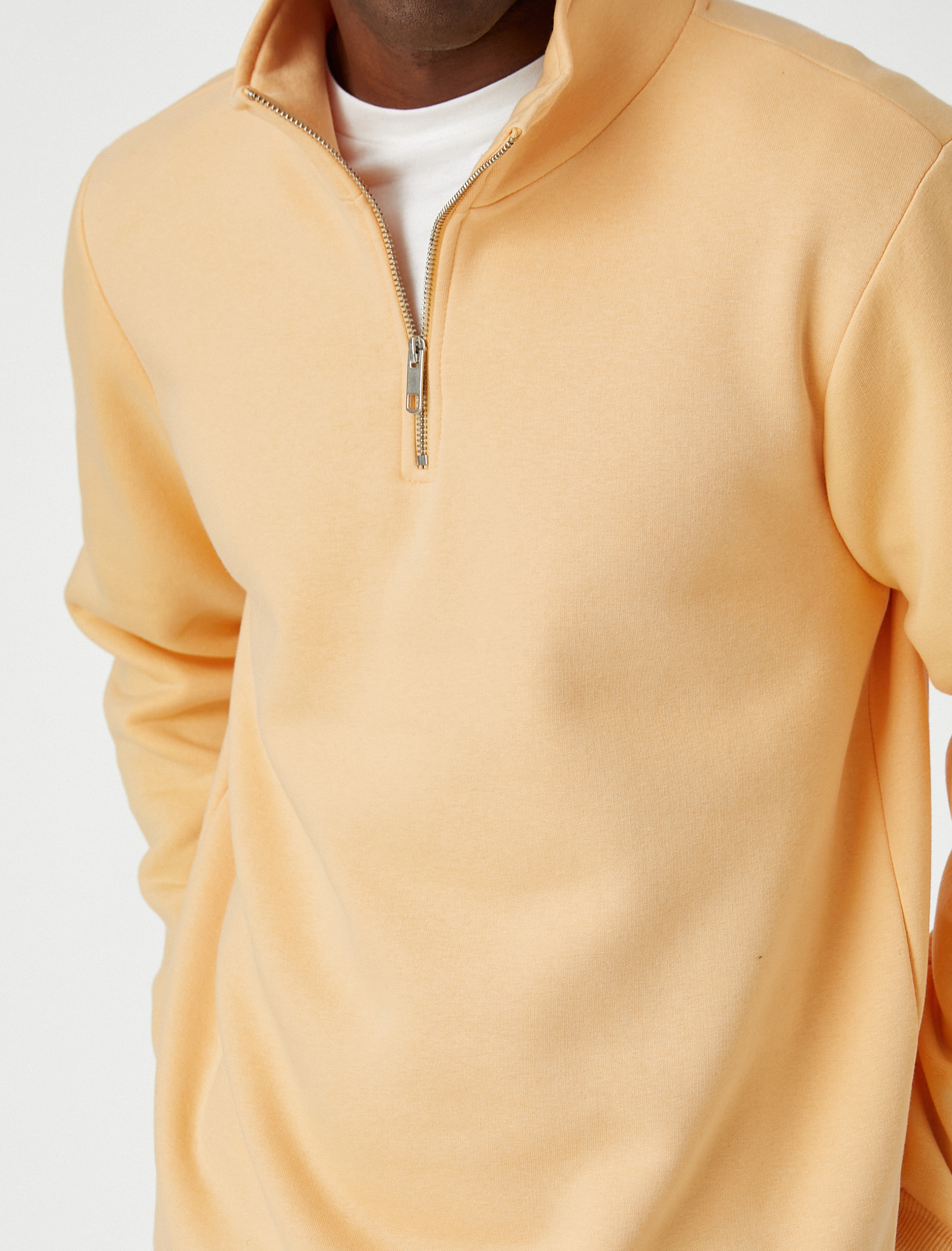   Fermuarlı Sweatshirt Dik Yaka Şardonlu