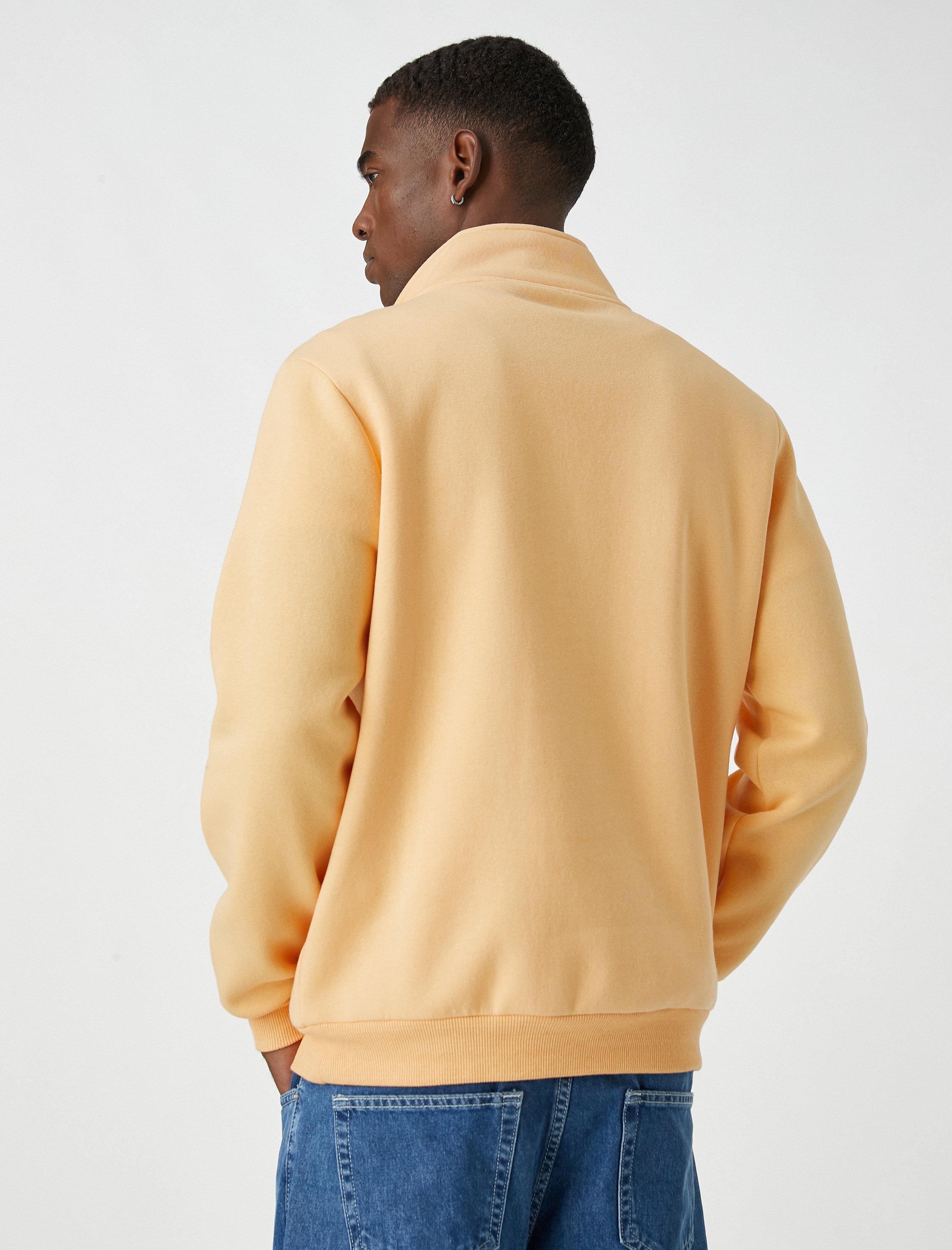   Fermuarlı Sweatshirt Dik Yaka Şardonlu
