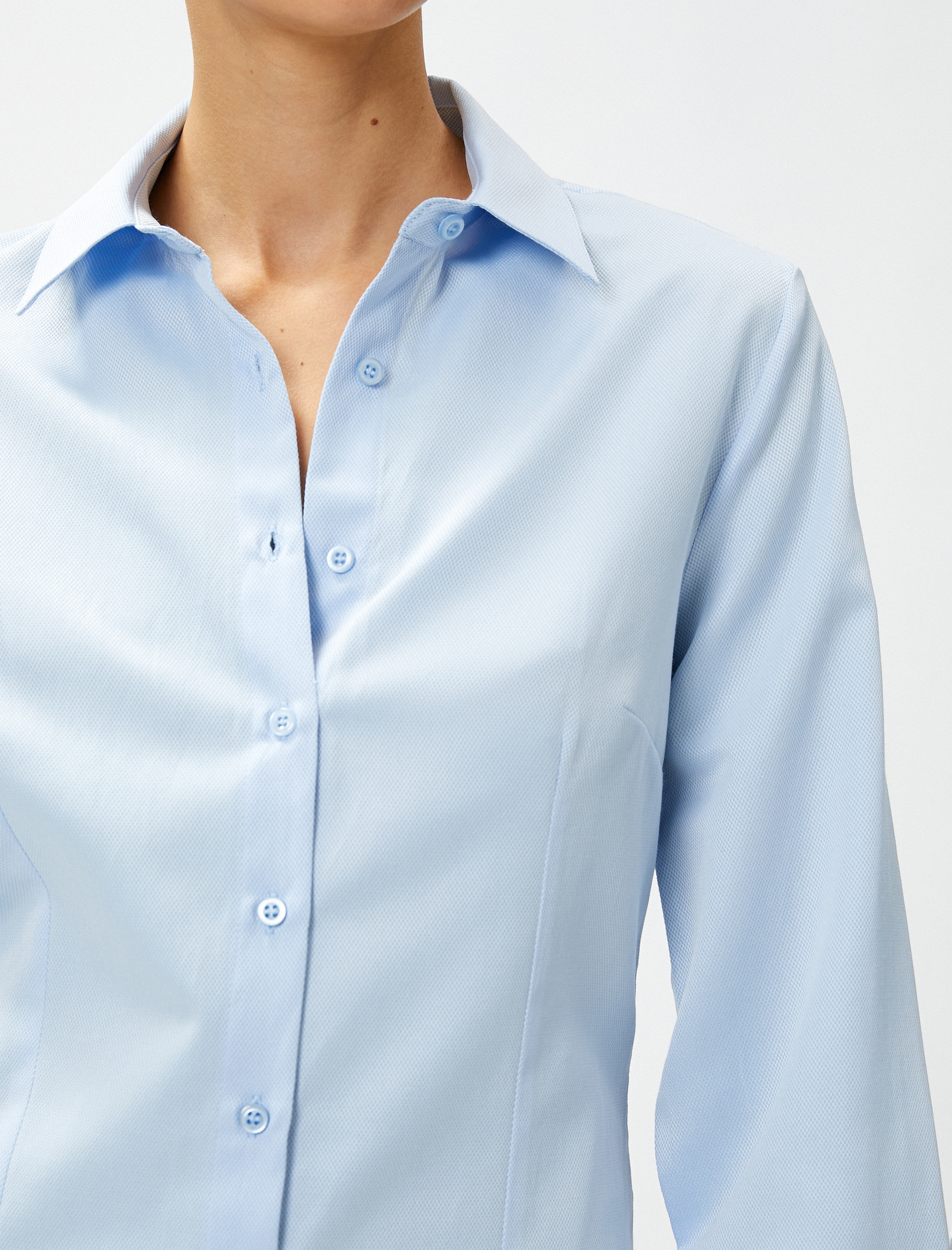   Basic Poplin Gömlek Uzun Kollu Pensli