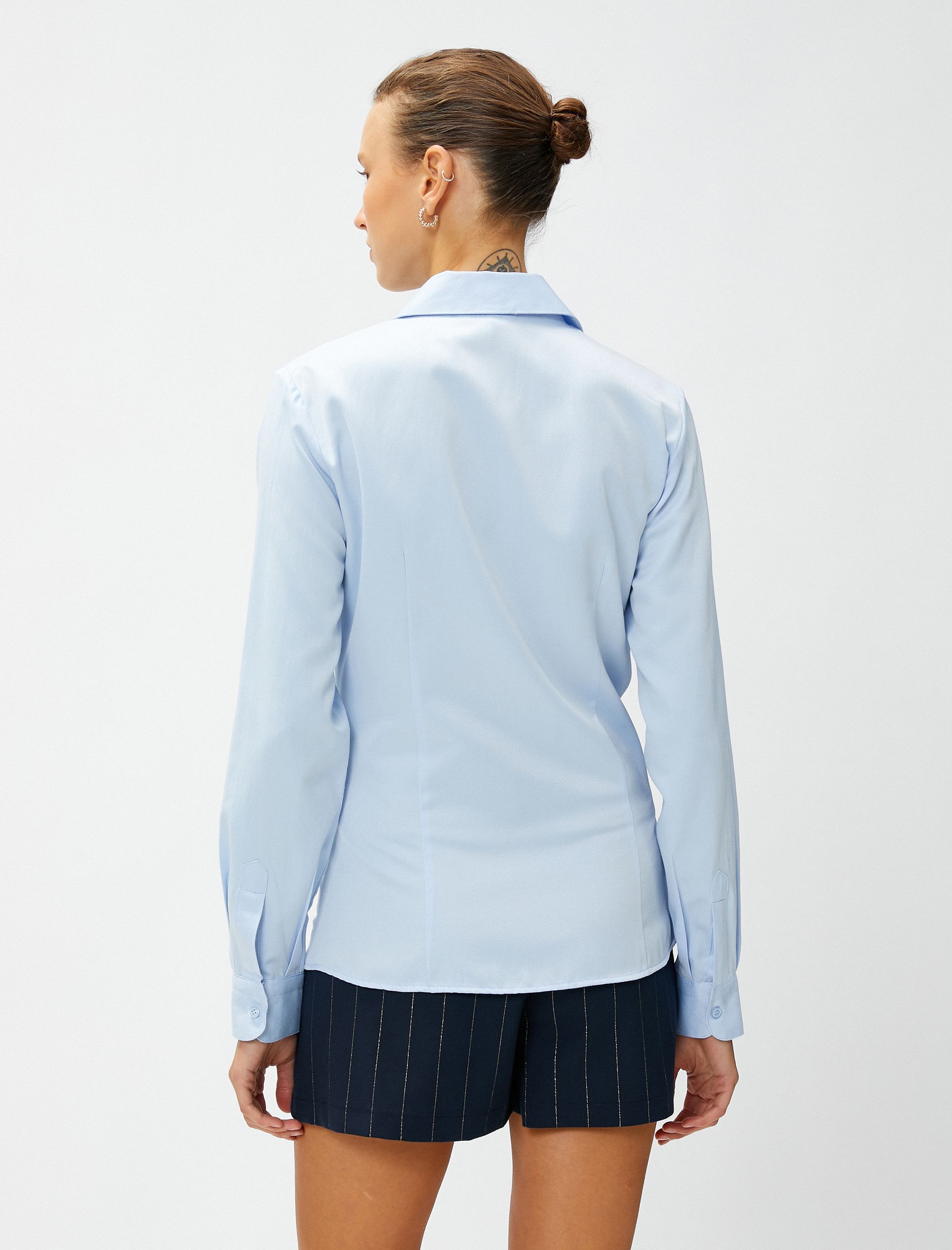   Basic Poplin Gömlek Uzun Kollu Pensli