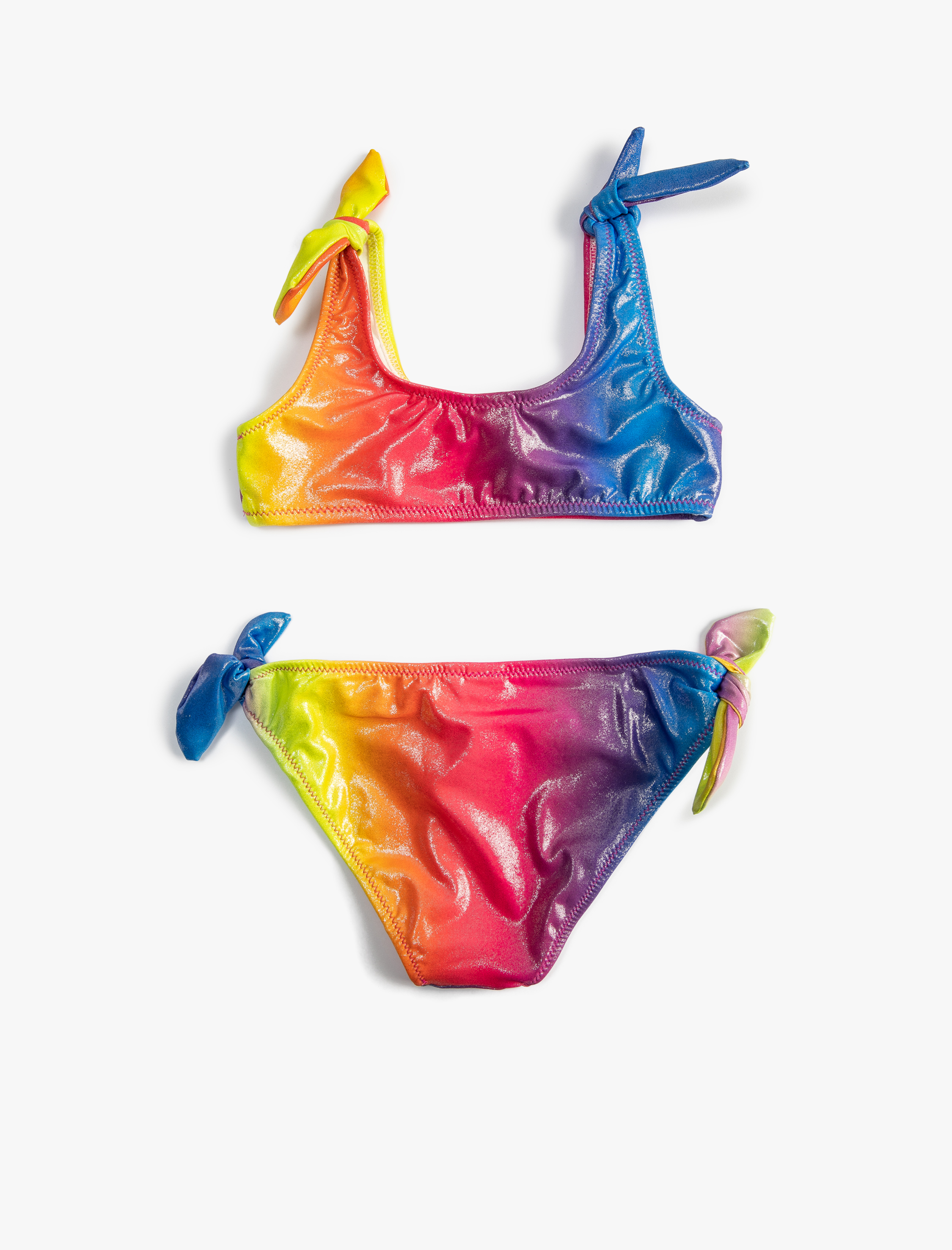  Kız Çocuk Bikini Takımı Parlak Çok Renkli 2 Parça