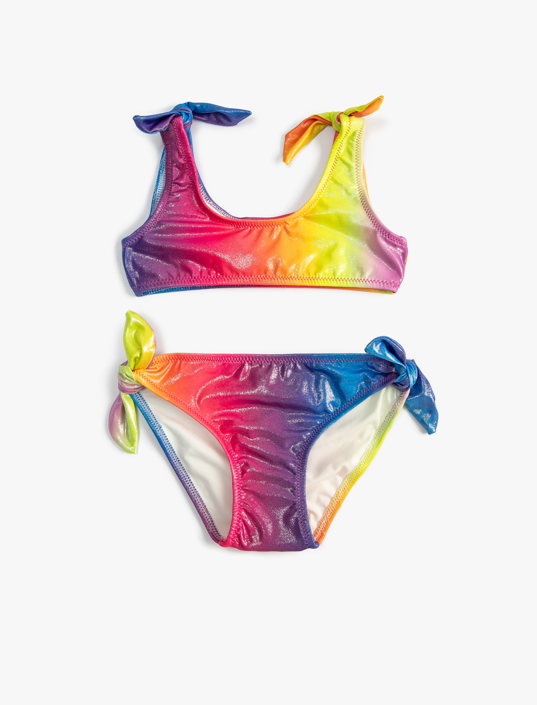  Kız Çocuk Bikini Takımı Parlak Çok Renkli 2 Parça