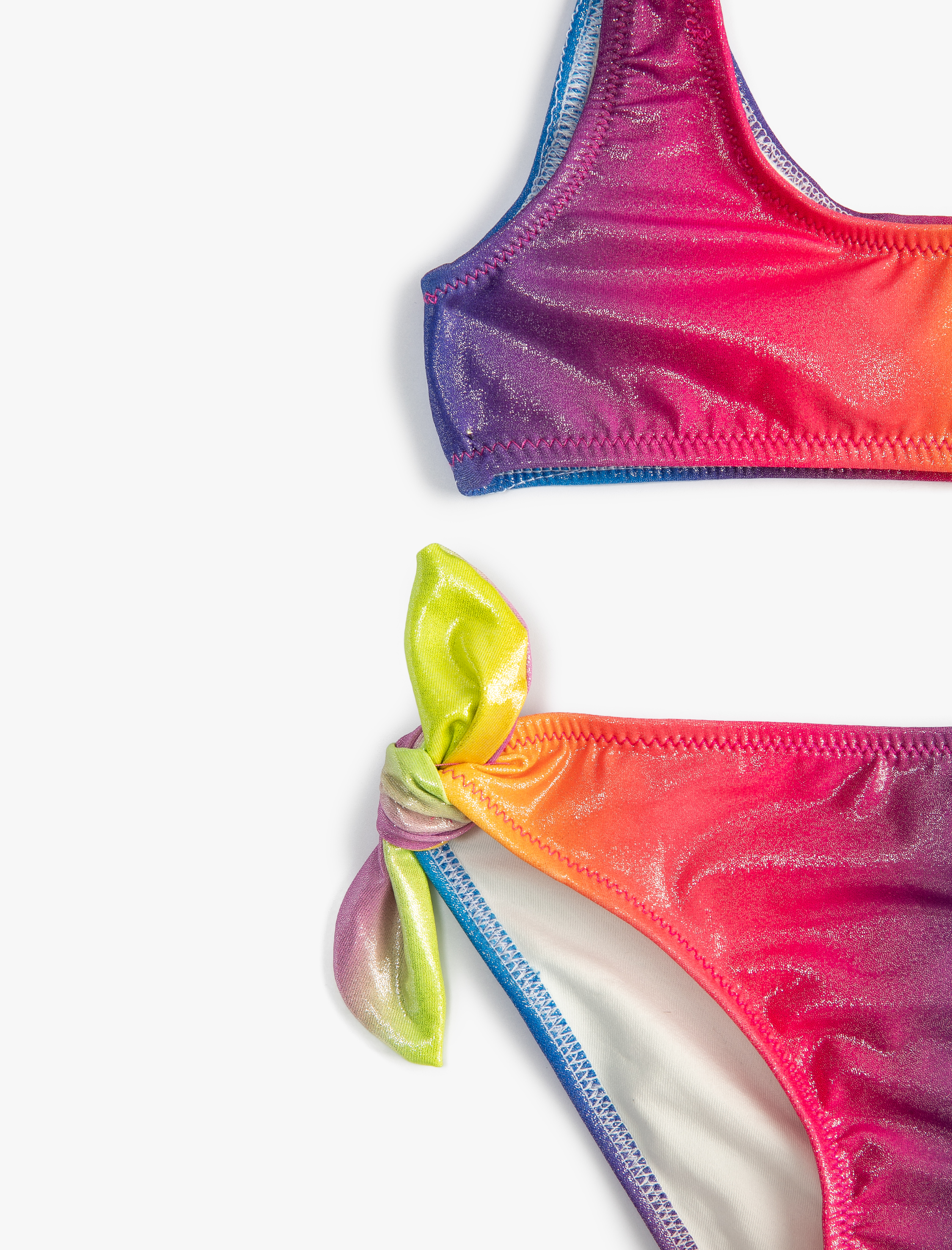  Kız Çocuk Bikini Takımı Parlak Çok Renkli 2 Parça