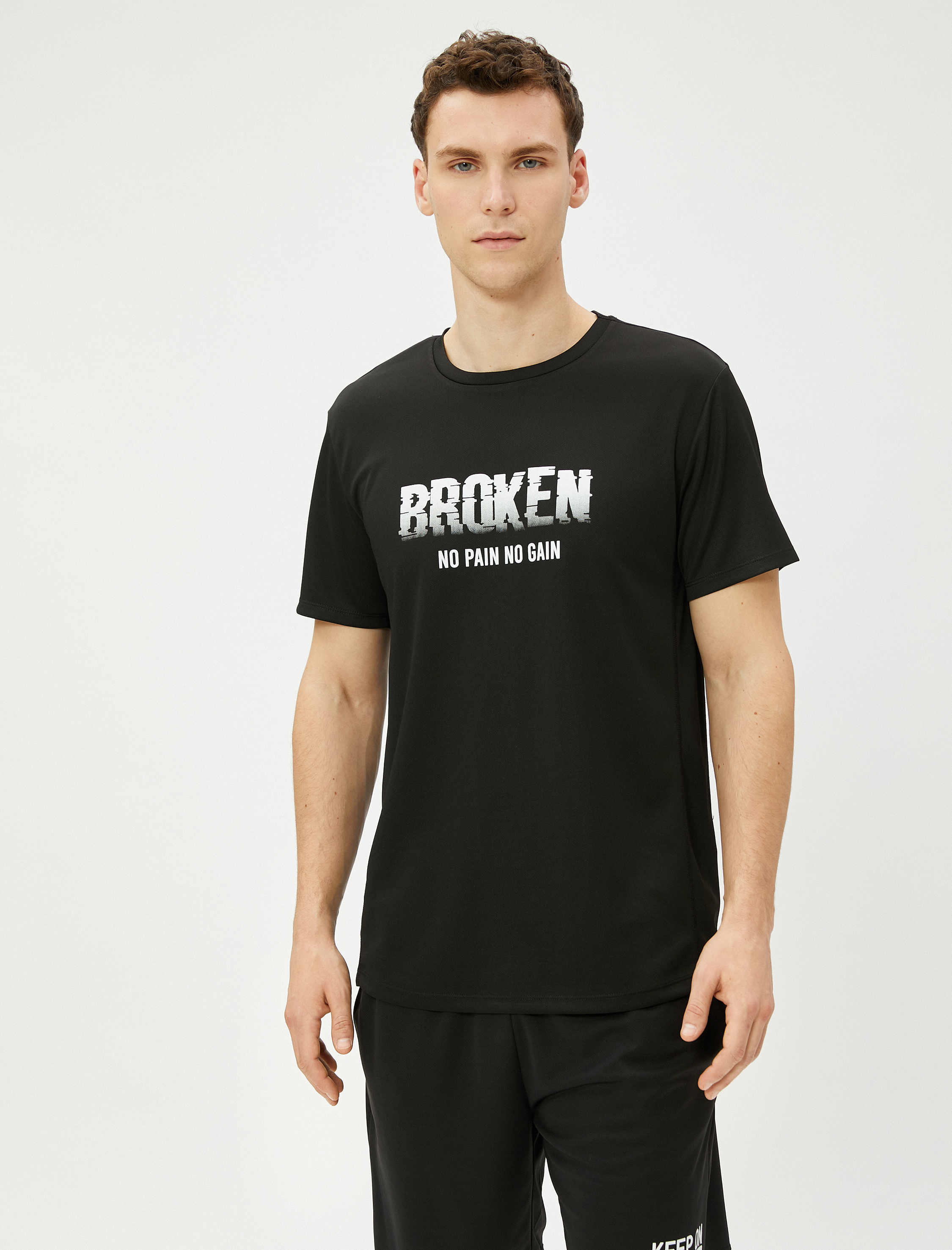   Spor Tişört Slogan Baskılı Kısa Kollu Bisiklet Yaka