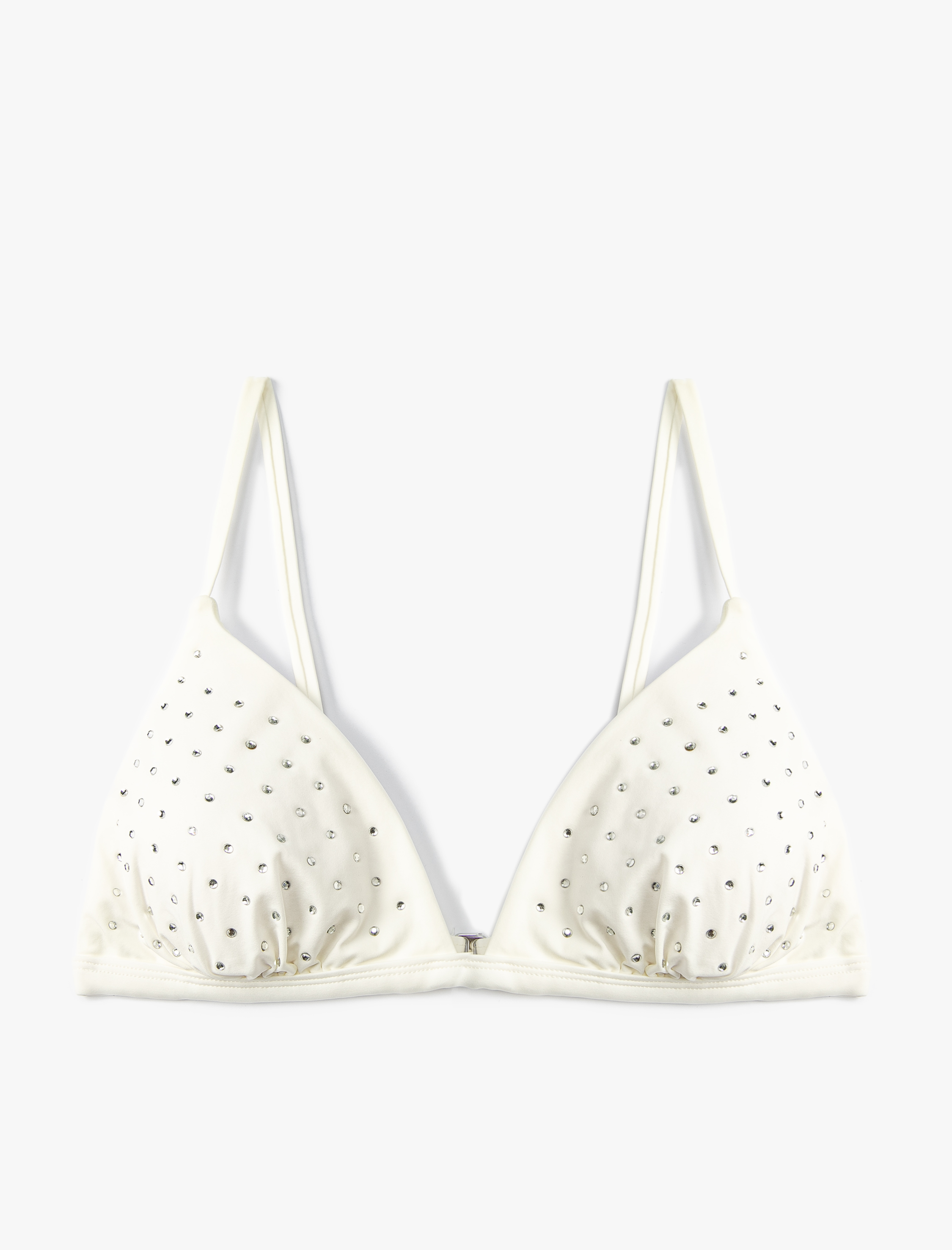   Üçgen Bikini Üstü Parlak Taş İşlemeli Kaplı