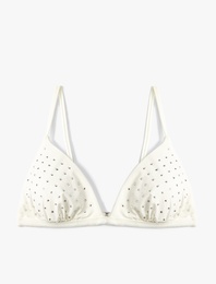 Üçgen Bikini Üstü Parlak Taş İşlemeli Kaplı