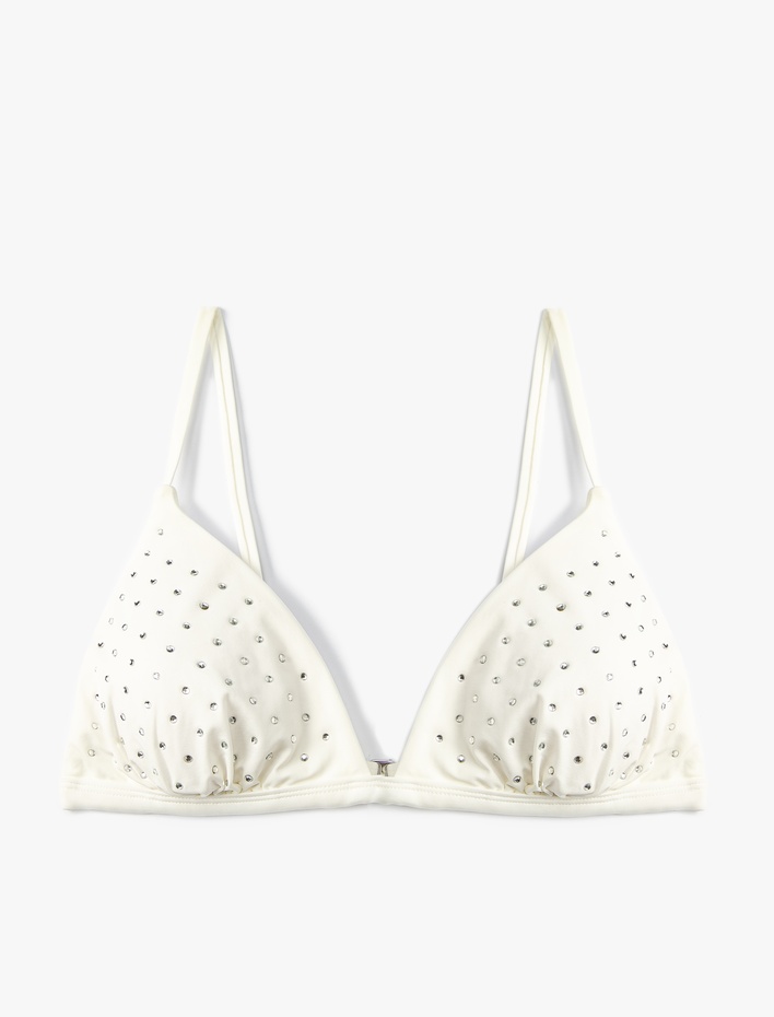  Üçgen Bikini Üstü Parlak Taş İşlemeli Kaplı