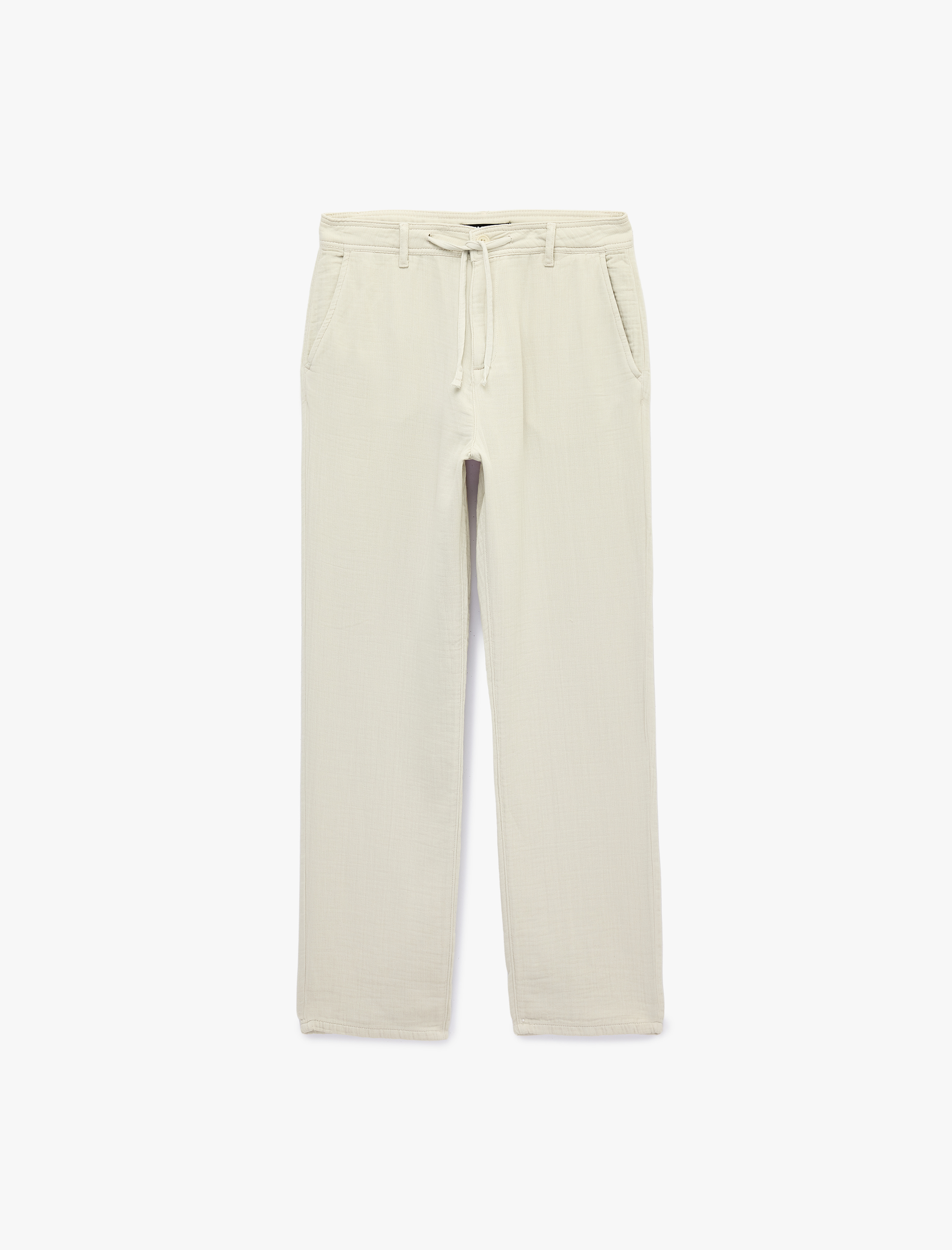   Pamuklu Cepli Straight Fit Beli Bağcıklı Düğmeli Pantolon