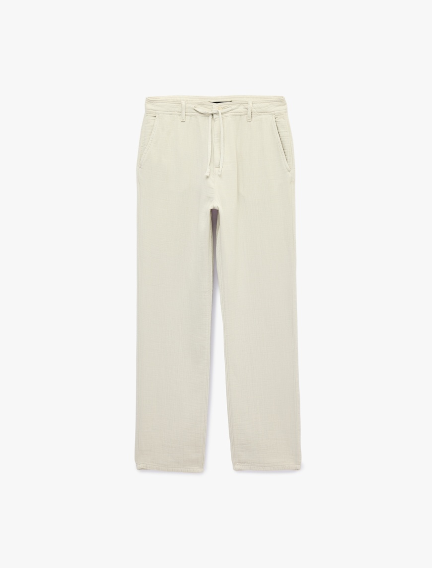 Koton Erkek Pamuklu Cepli Straight Fit Beli Bağcıklı Düğmeli Pantolon