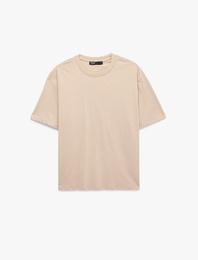 Pamuklu Bisiklet Yaka Kısa Kollu Basic Oversize Tişört