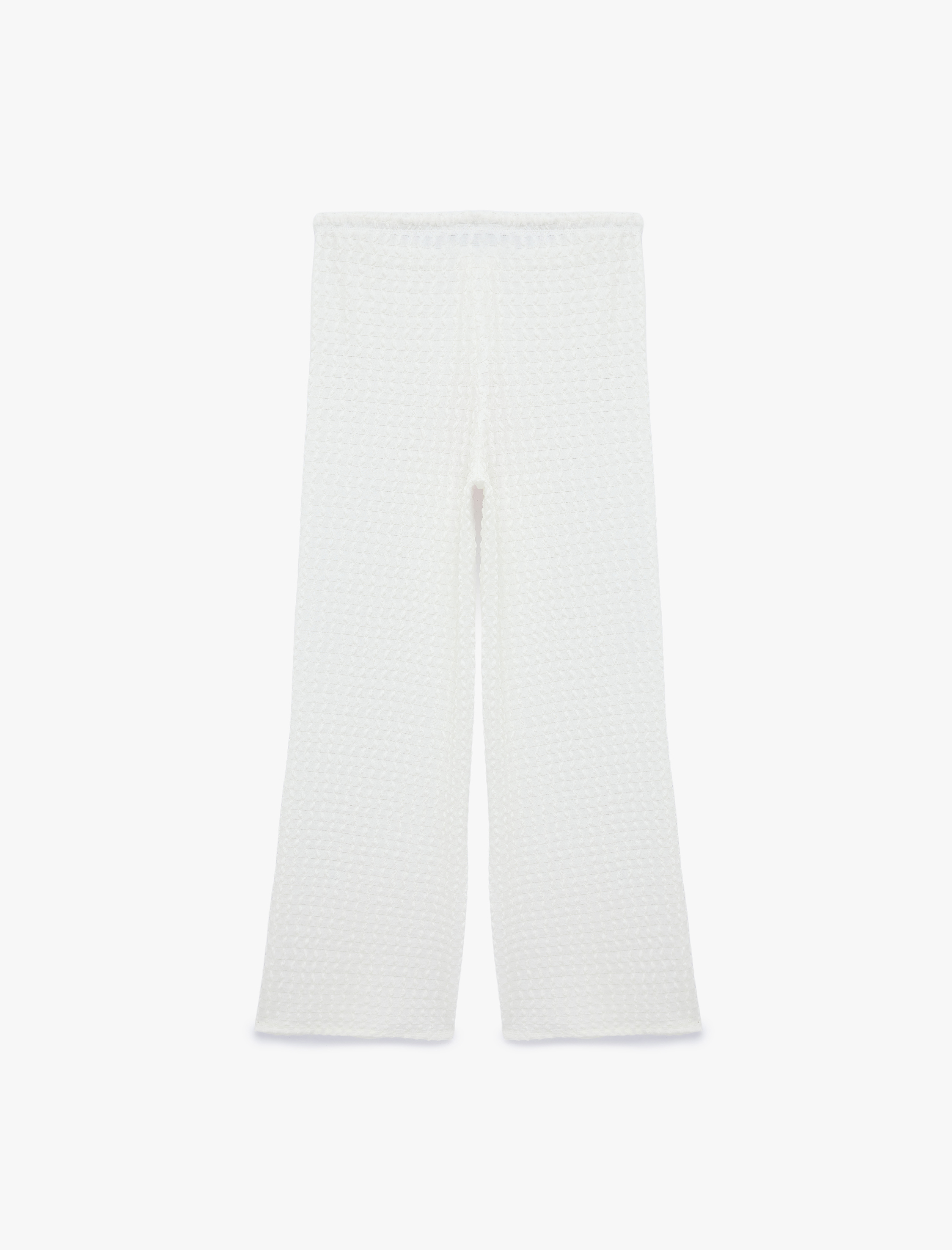   Bürümcük Kumaş Dokulu Beli Bağcıklı Düz Bol Paça Pantolon