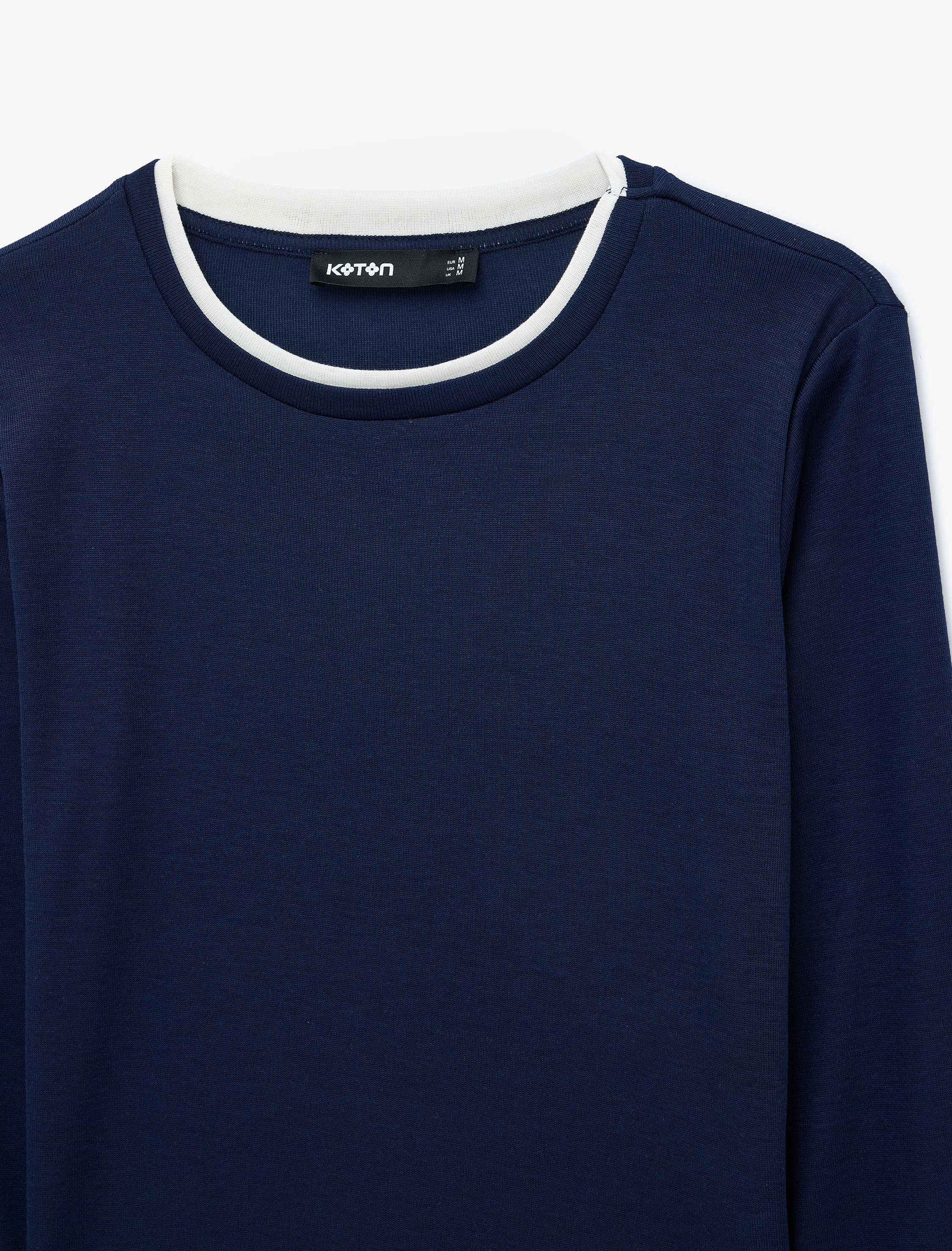  Slim Fit Renk Kontrastlı Katmanlı Uzun Kollu Bisiklet Yaka Tişört