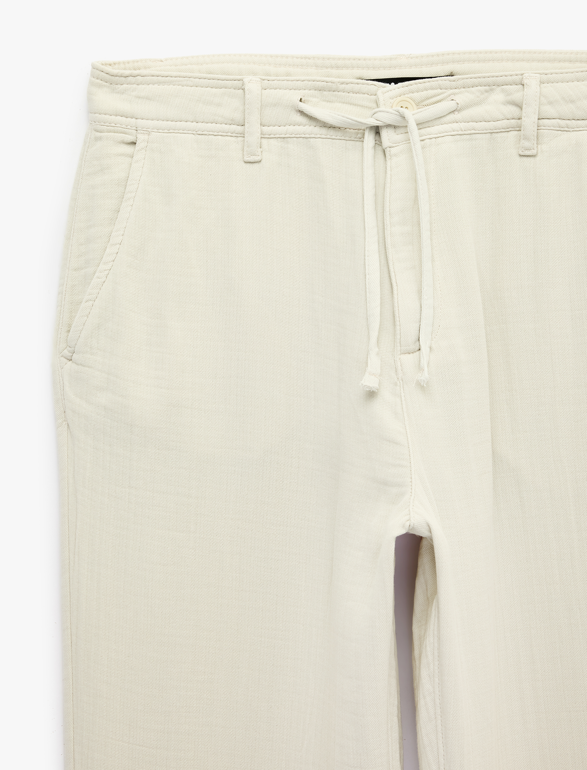   Pamuklu Cepli Straight Fit Beli Bağcıklı Düğmeli Pantolon