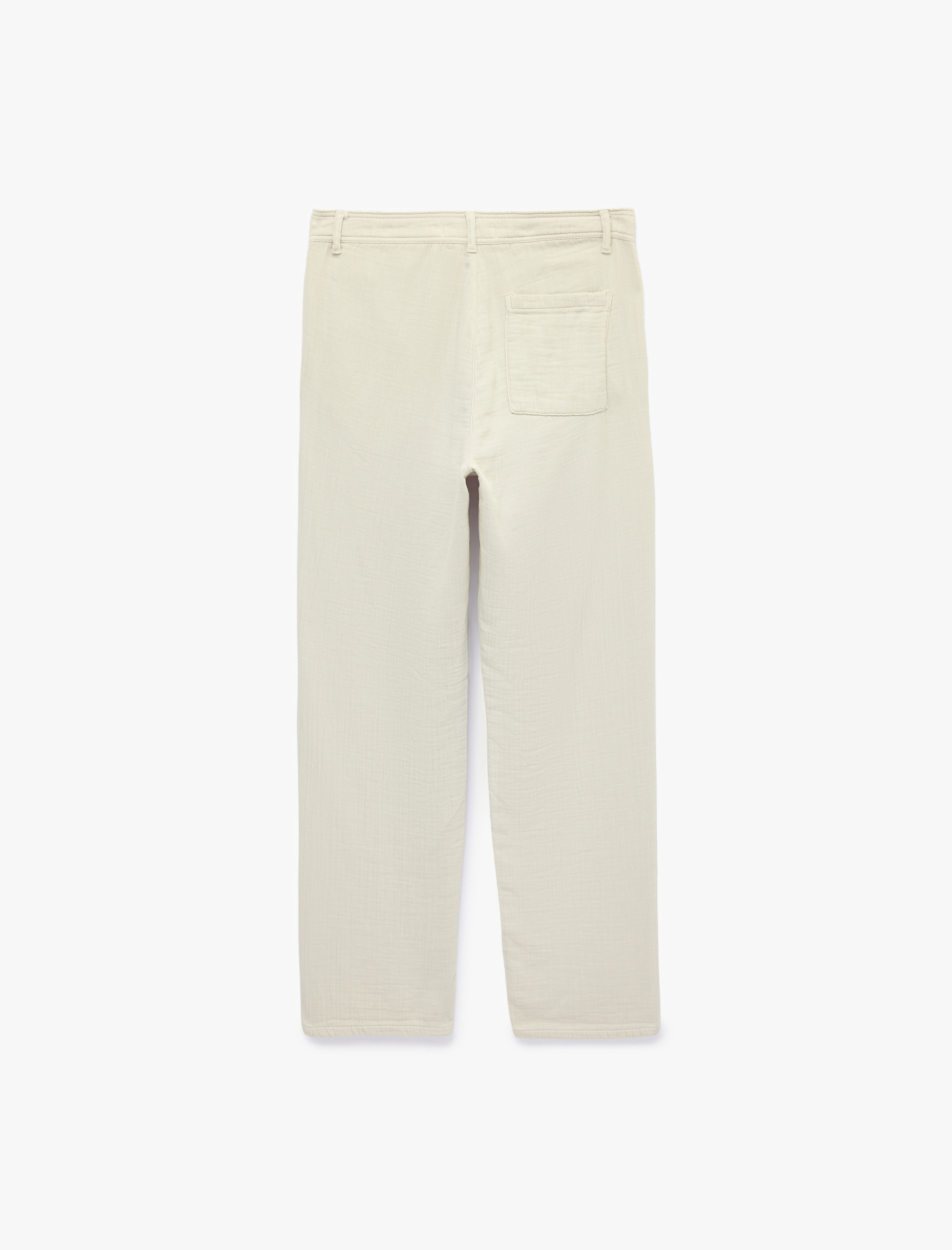   Pamuklu Cepli Straight Fit Beli Bağcıklı Düğmeli Pantolon