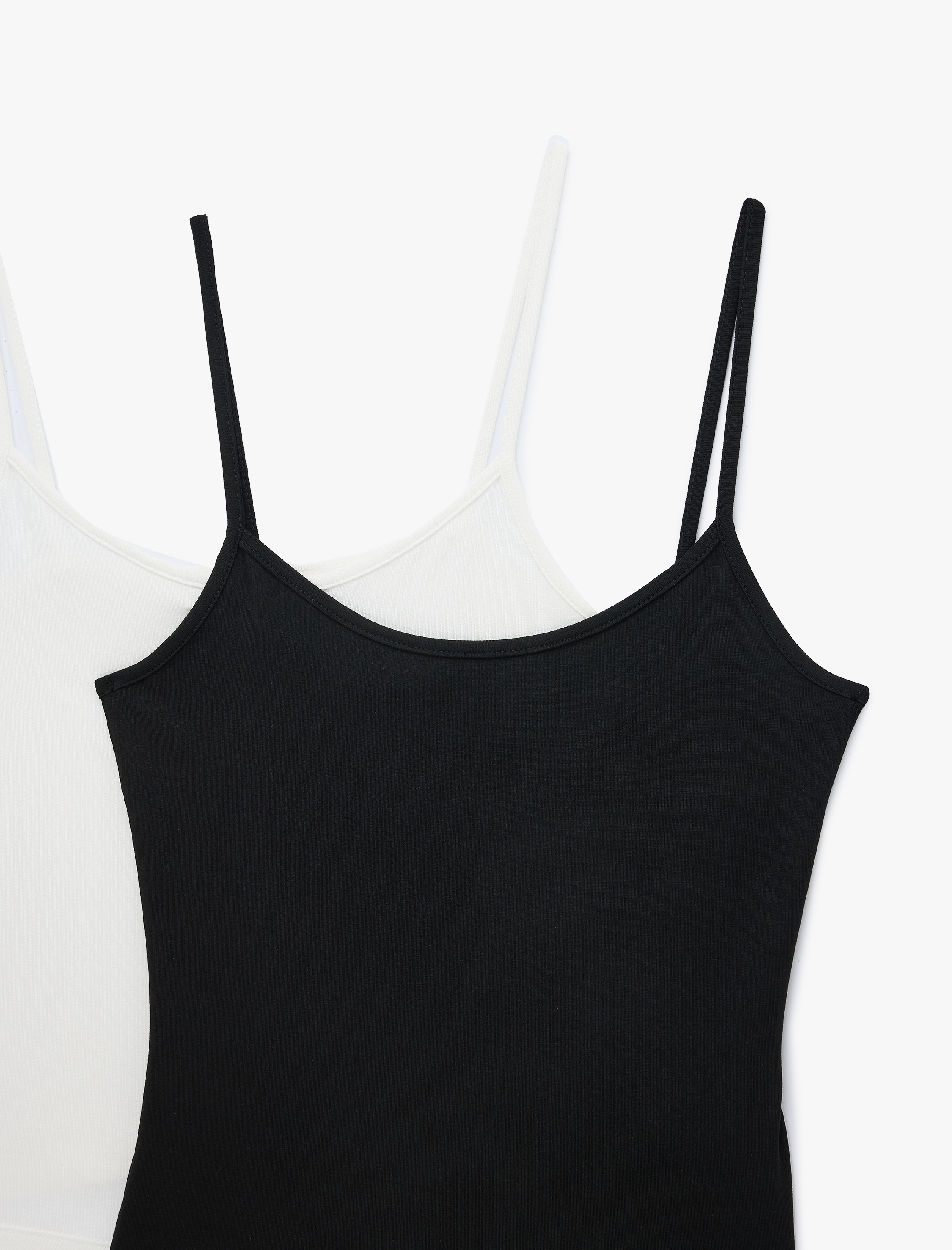   Viskon Kumaş Slim Fit 2'li Askılı Tişört Seti