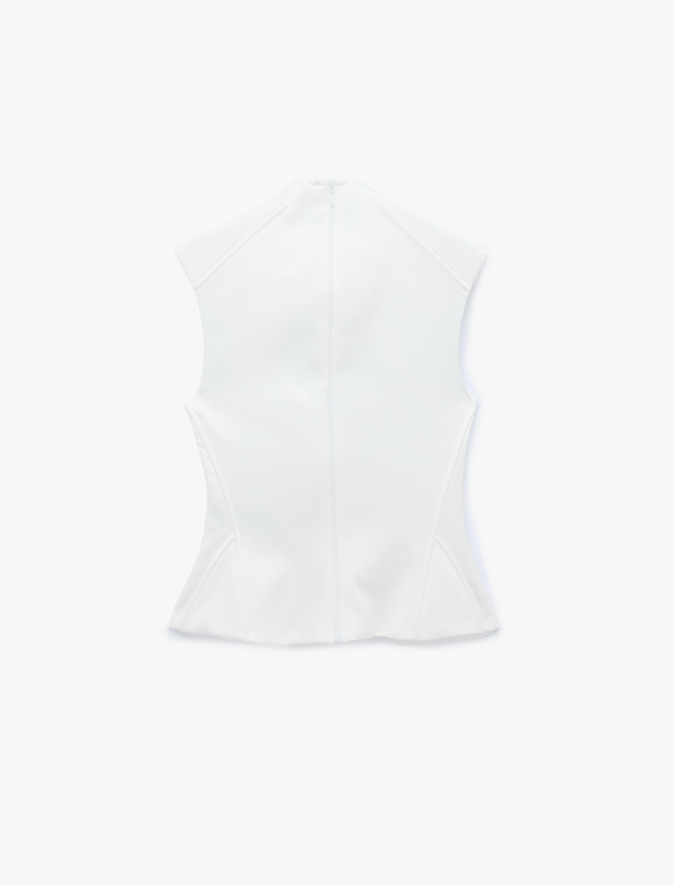   Slim Fit Dik Yaka Bağcıklı Pencere Detaylı Kolsuz Korse Büstiyer