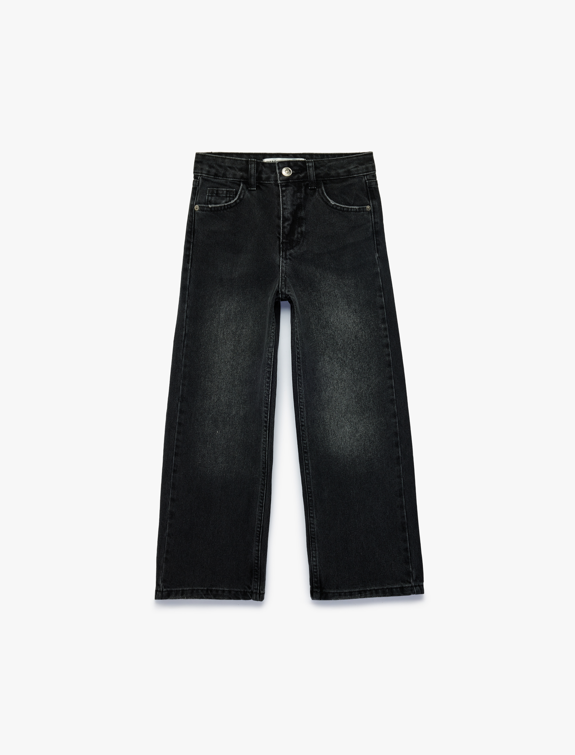  Kız Çocuk Pamuklu Geniş Paça Denim Pantolon