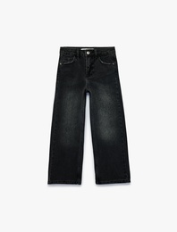 Pamuklu Geniş Paça Denim Pantolon