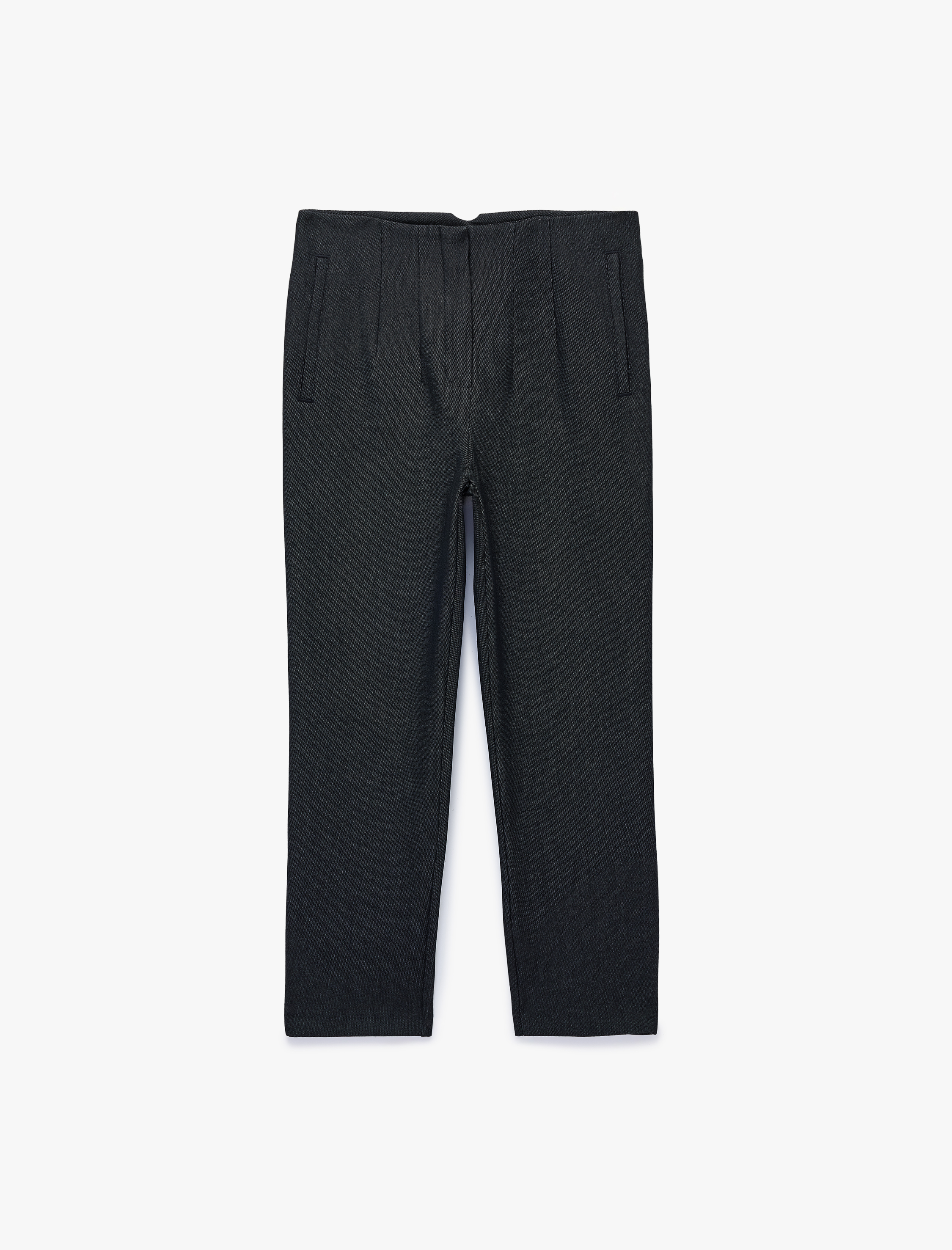   Slim Fit Düz Kısa Paça Cigarette Pantolon