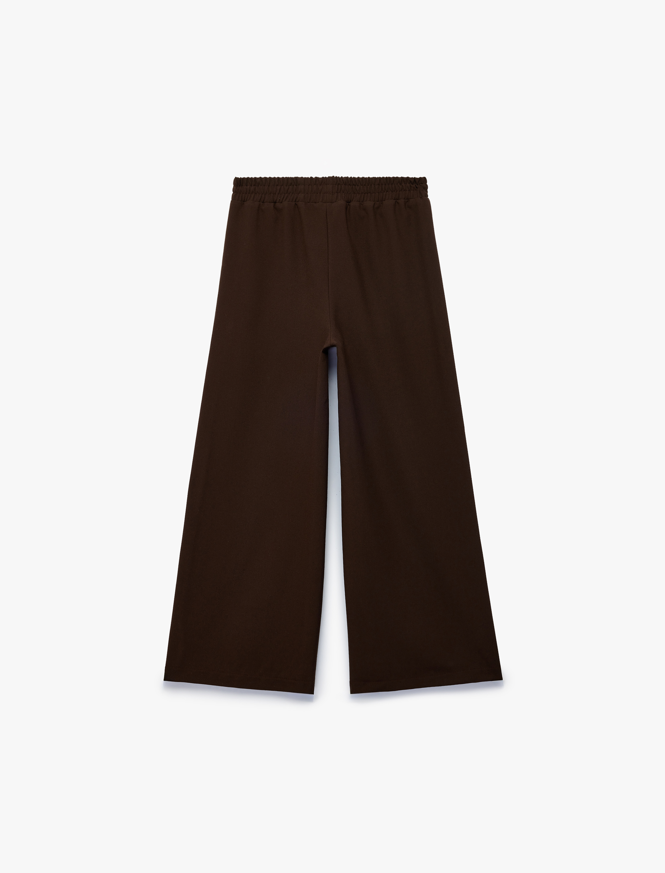  Kız Çocuk Beli Bağcıklı Biyeli Geniş Paça Pantolon