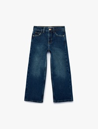 Pamuklu Geniş Paça Denim Pantolon