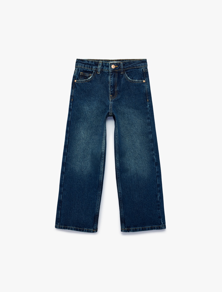 Koton Pamuklu Geniş Paça Denim Pantolon