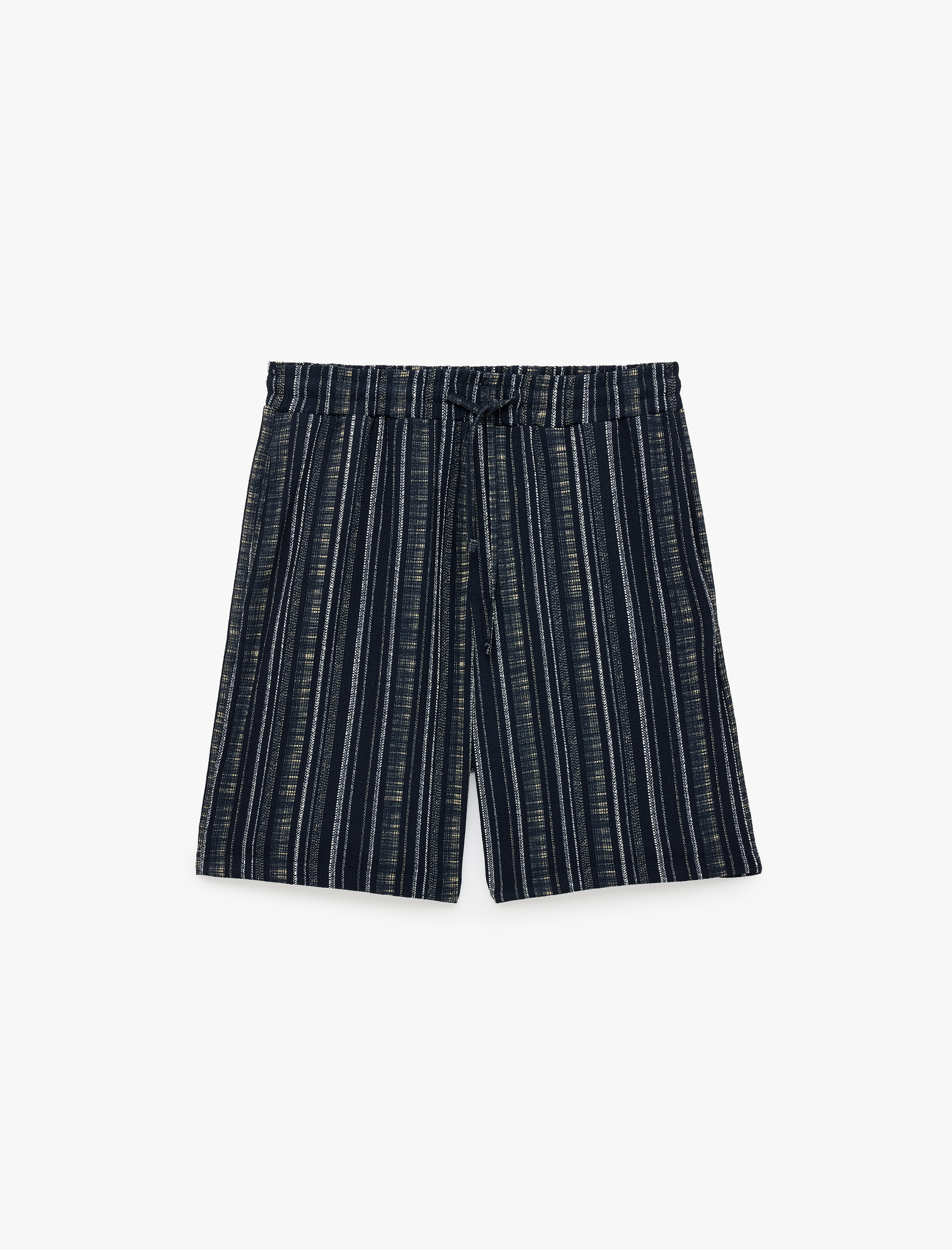   Regular Fit Cepli Çizgili Beli Bağcıklı Şort