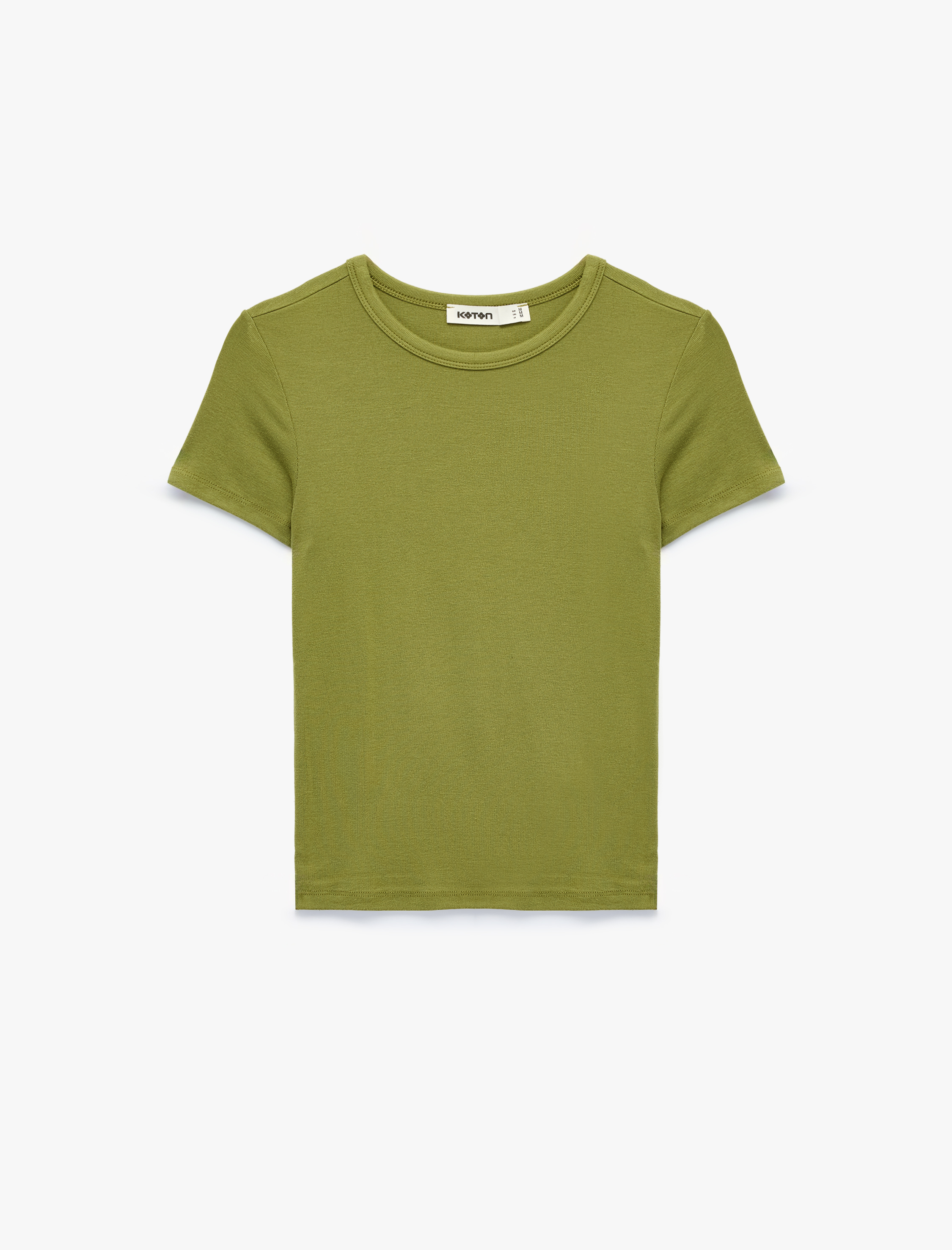   Viskon Kumaş Ribanalı Slim Fit Kısa Kollu Bisiklet Yaka Basic Tişört