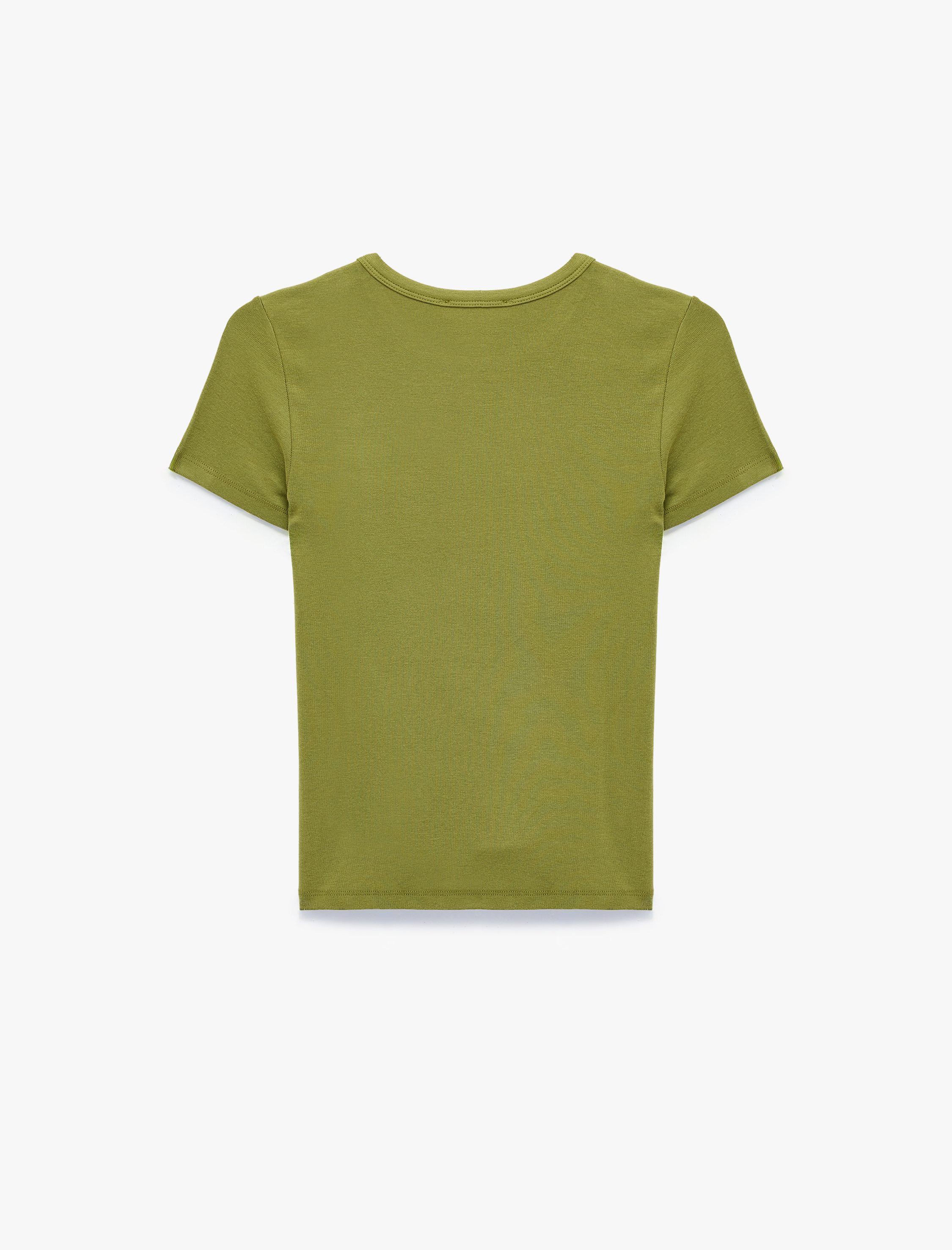   Viskon Kumaş Ribanalı Slim Fit Kısa Kollu Bisiklet Yaka Basic Tişört