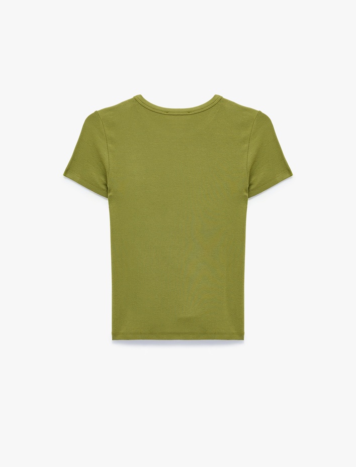  Viskon Kumaş Ribanalı Slim Fit Kısa Kollu Bisiklet Yaka Basic Tişört