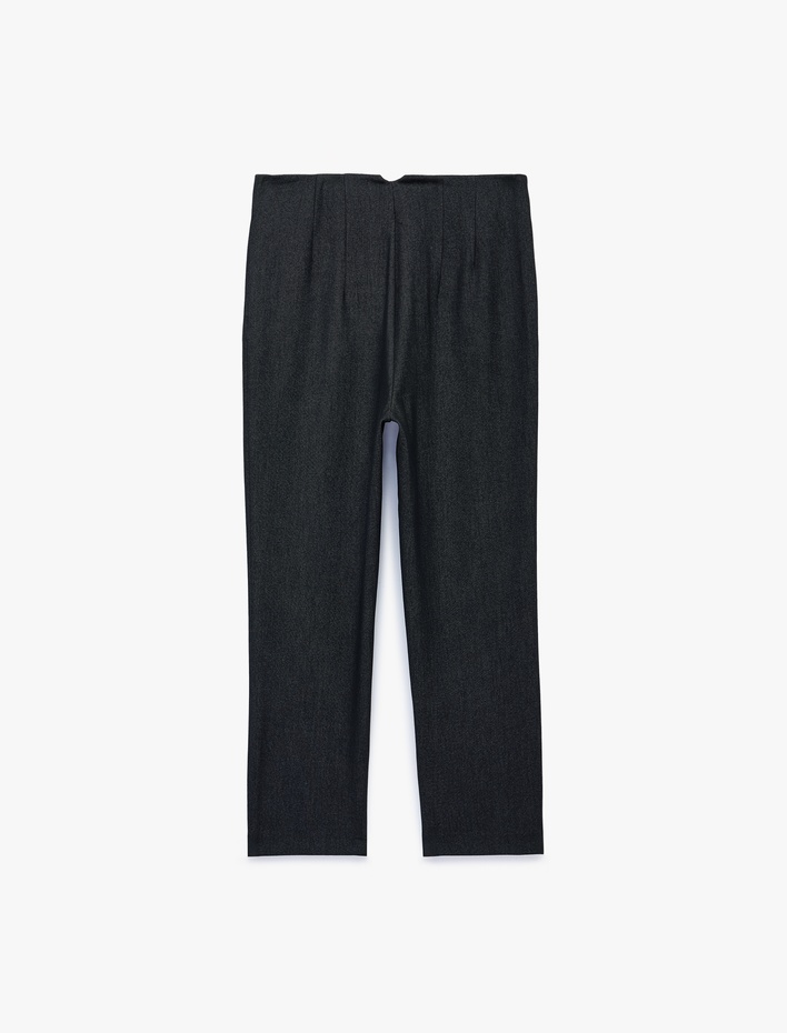  Slim Fit Düz Kısa Paça Cigarette Pantolon