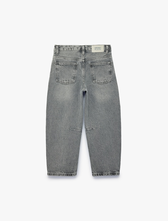 Kız Çocuk Pamuklu Loose Fit Denim Pantolon